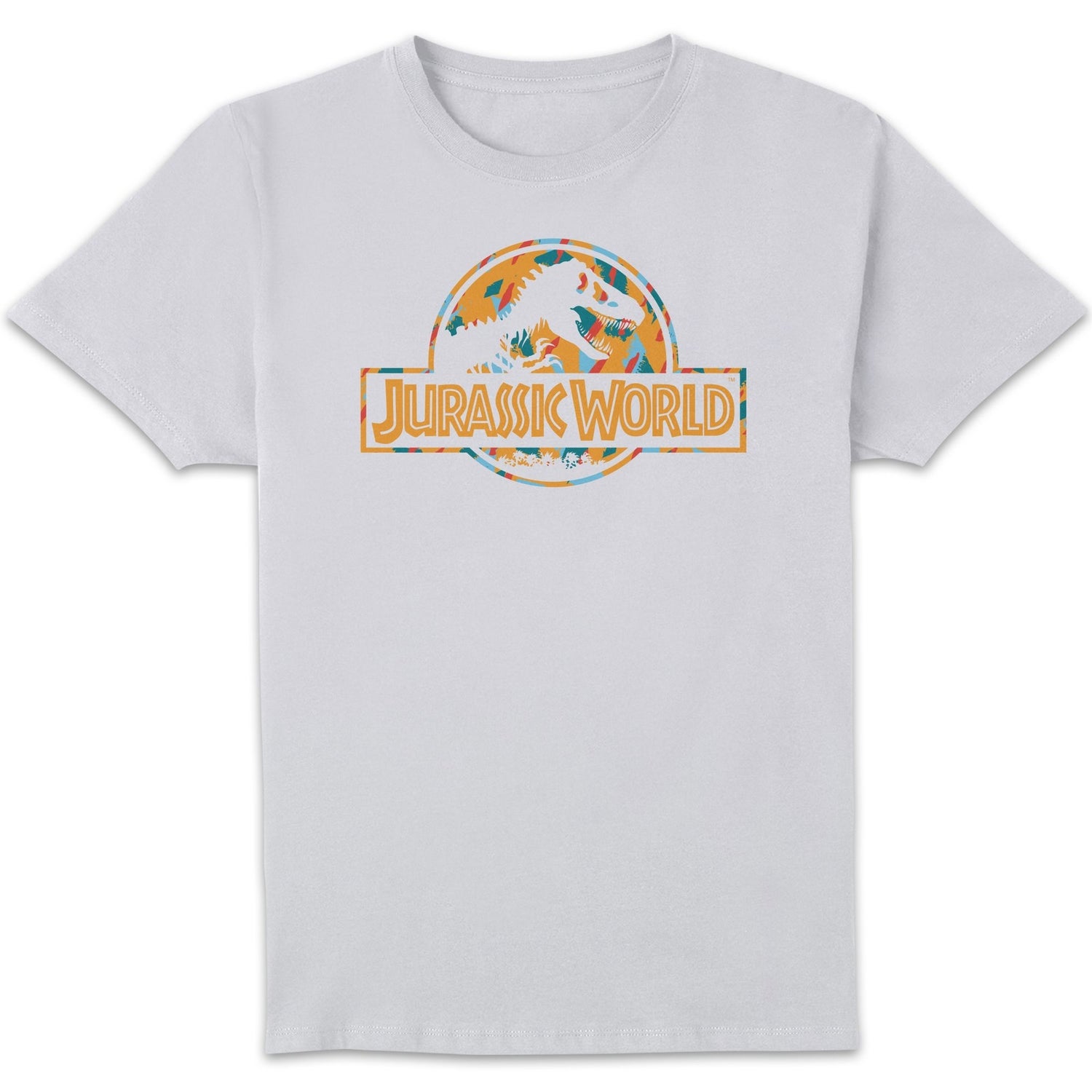 Jurassic Park Logo Tropical Men's T-Shirt - White