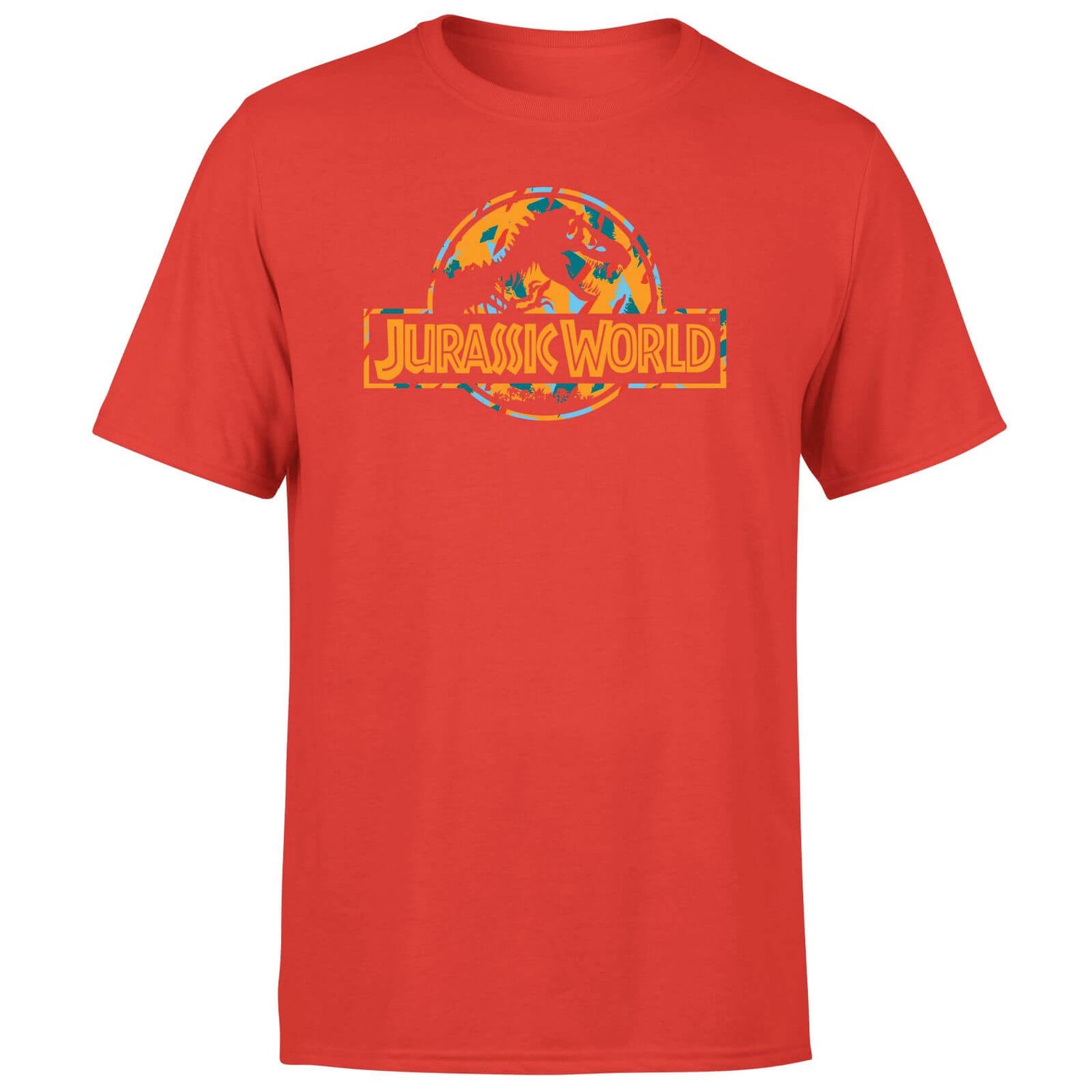 Jurassic Park Logo Tropical Men's T-Shirt - Red