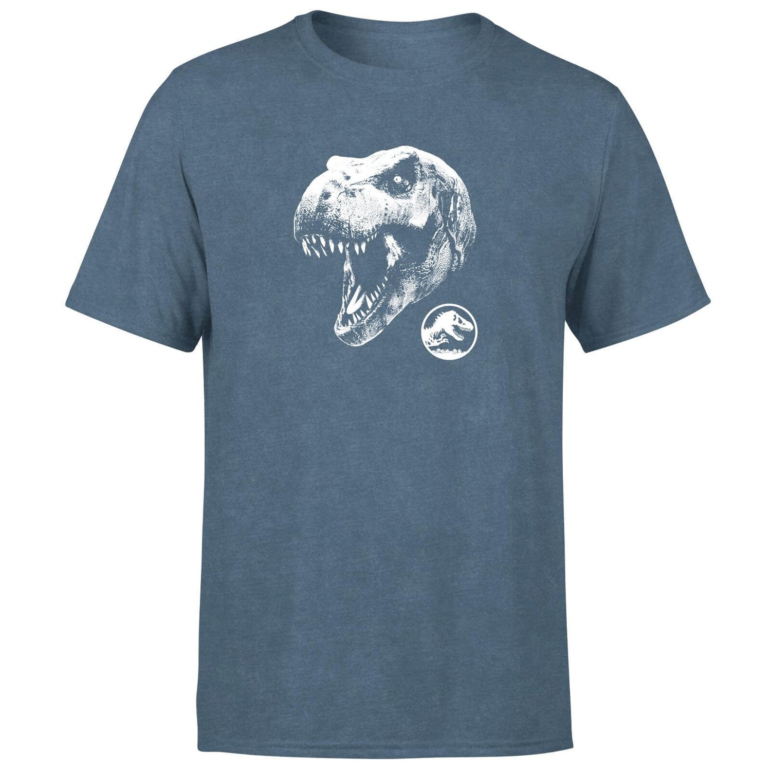 Jurassic Park T Rex Men's T-Shirt - Navy Acid Wash