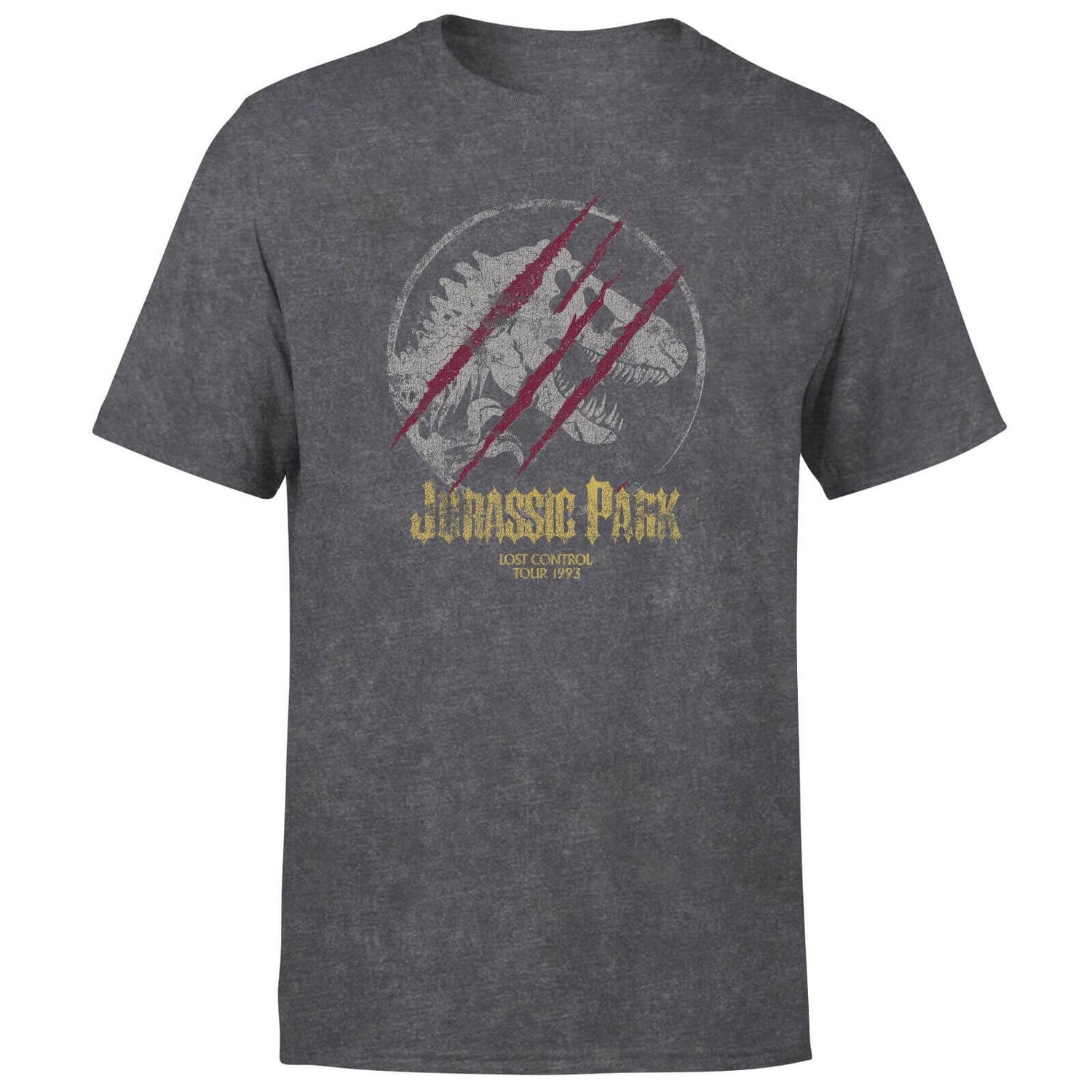 Jurassic Park Lost Control Men's T-Shirt - Black Acid Wash