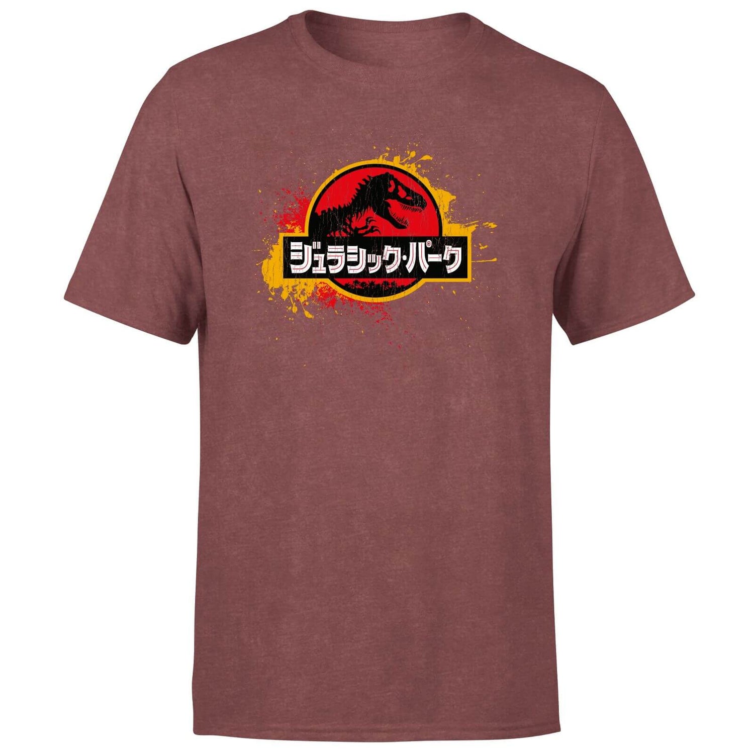 Jurassic Park Men's T-Shirt - Burgundy Acid Wash