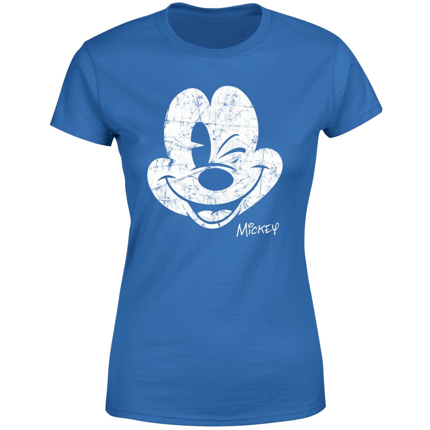 Disney Mickey Mouse Worn Face Women's T-Shirt - Blue