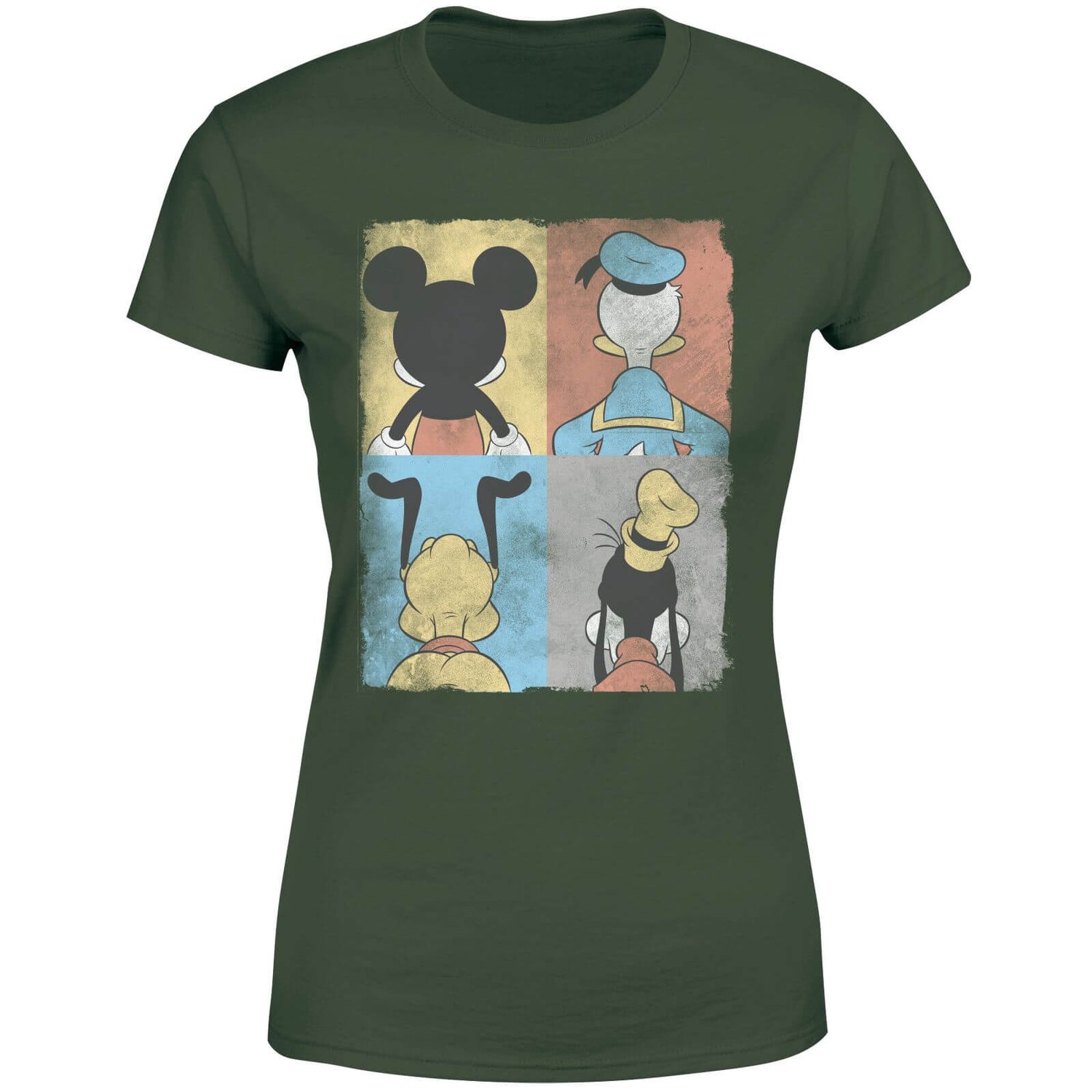 Disney Donald Duck Mickey Mouse Pluto Goofy Tiles Women's T-Shirt - Green