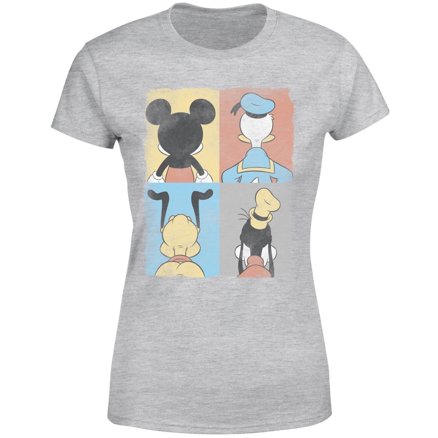 Disney Donald Duck Mickey Mouse Pluto Goofy Tiles Women's T-Shirt - Grey