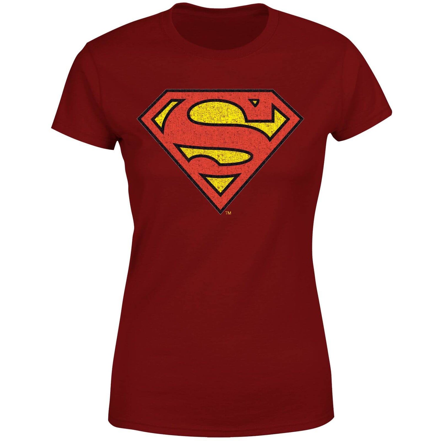 Official Superman Crackle Logo Women's T-Shirt - Burgundy
