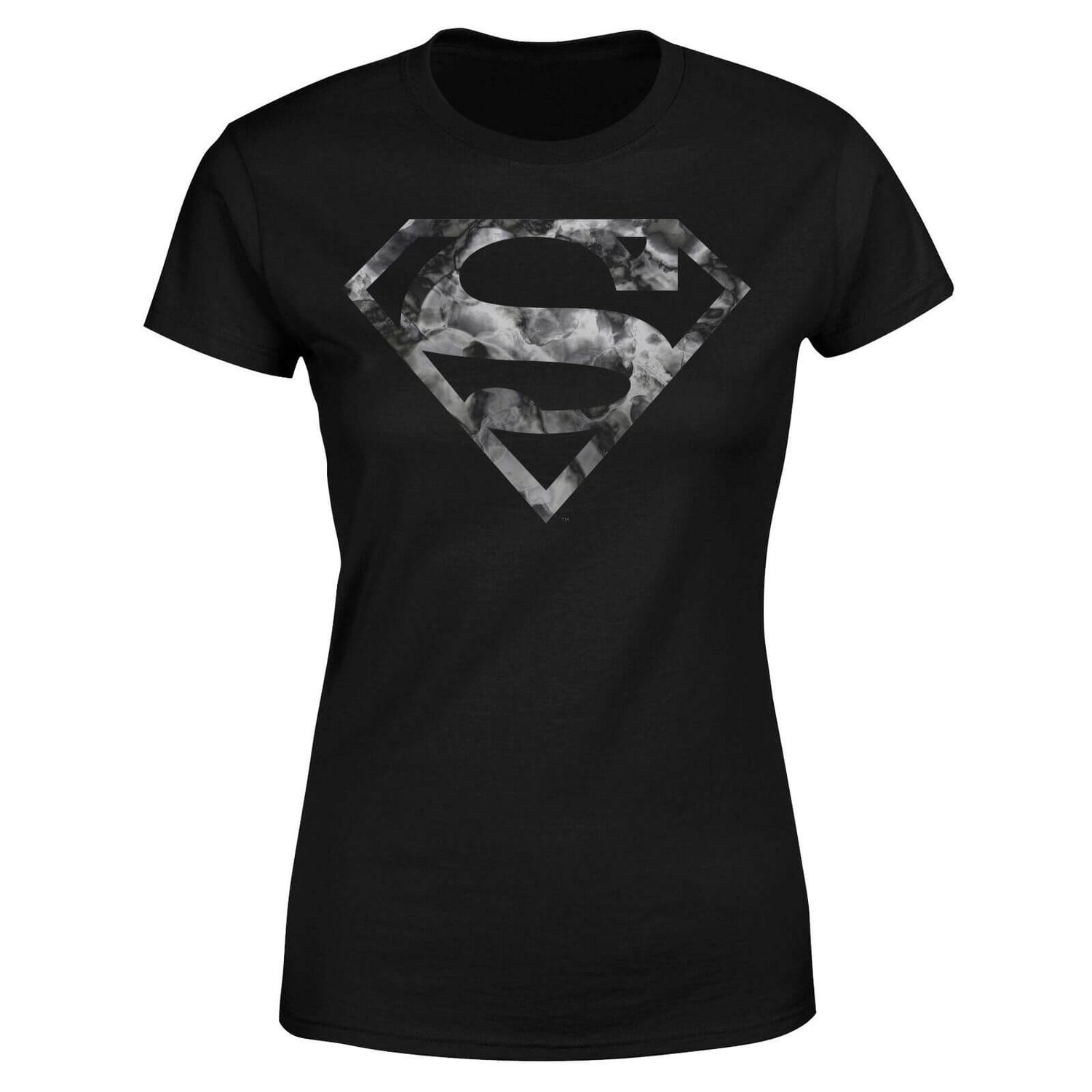 Marble Superman Logo Women's T-Shirt - Black