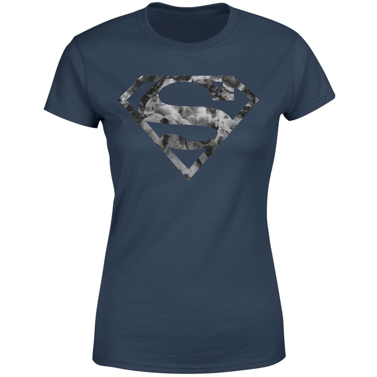 Marble Superman Logo Women's T-Shirt - Navy