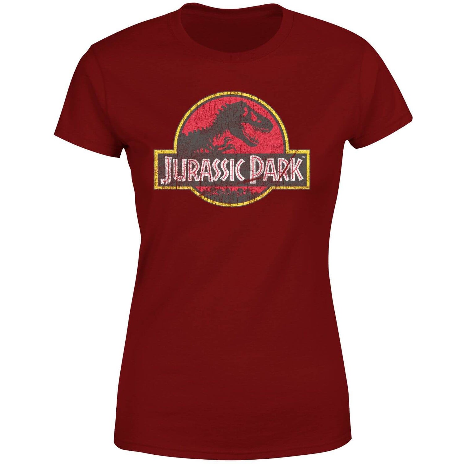 Jurassic Park Logo Vintage Women's T-Shirt - Burgundy