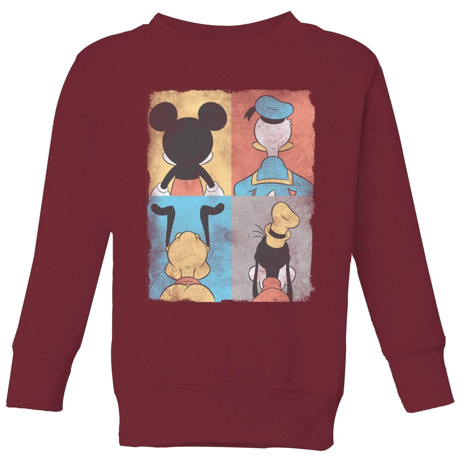 Disney Donald Duck Mickey Mouse Pluto Goofy Tiles Kids' Sweatshirt - Burgundy