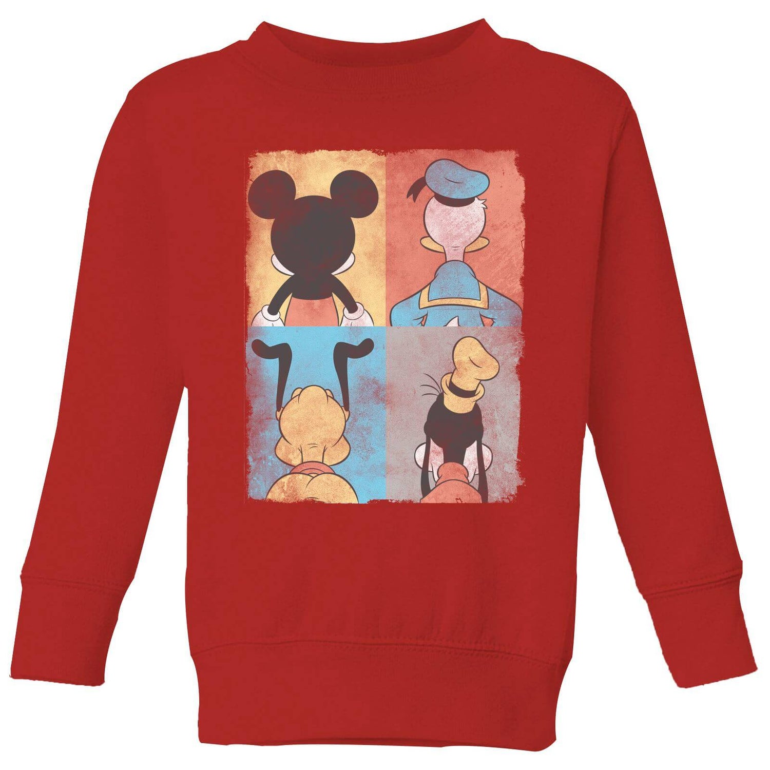 Disney Donald Duck Mickey Mouse Pluto Goofy Tiles Kids' Sweatshirt - Red