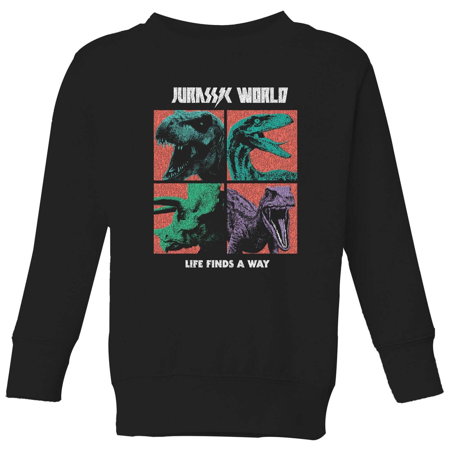 Jurassic Park World Four Colour Faces Kids' Sweatshirt - Black