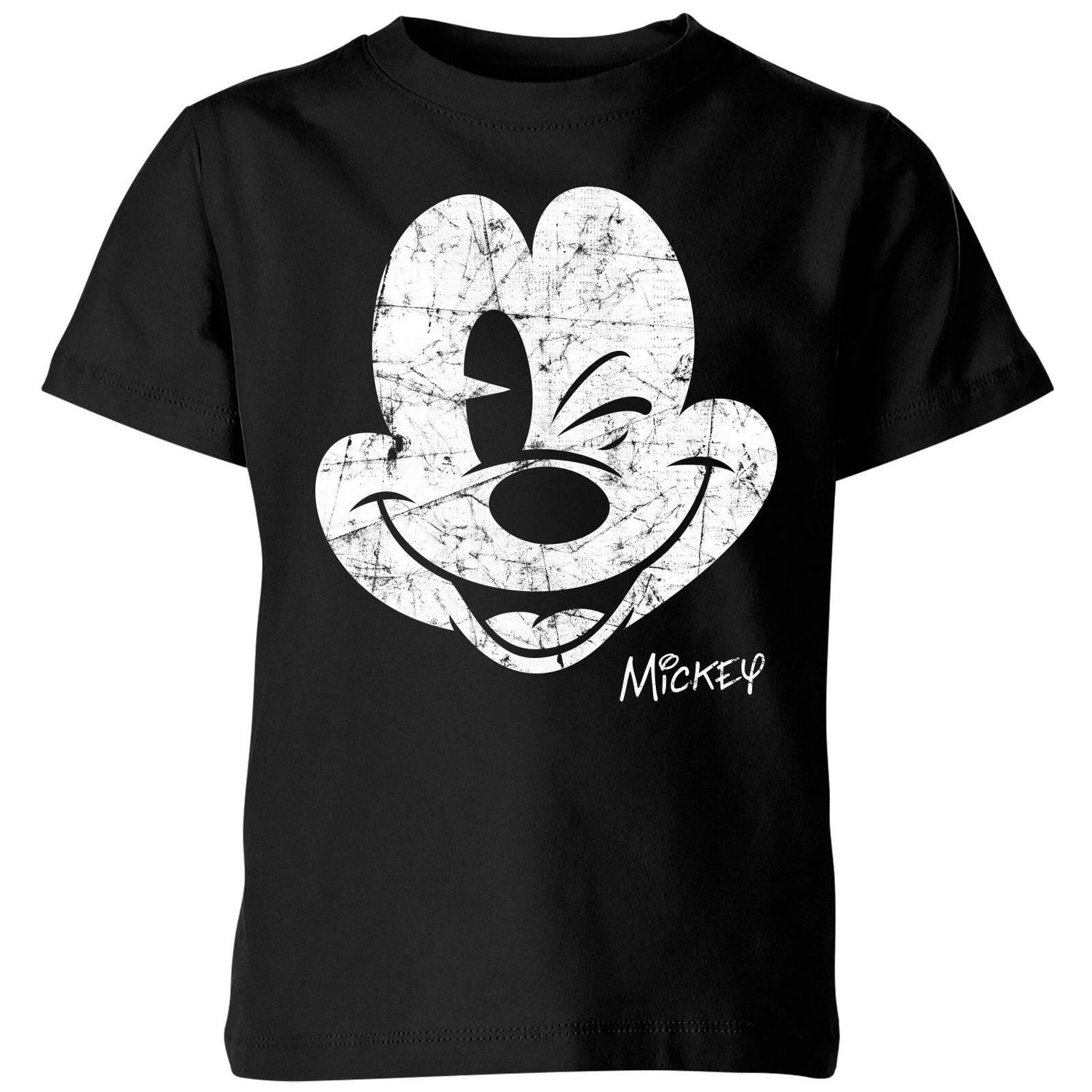 Disney Mickey Mouse Worn Face Kids' T-Shirt - Black