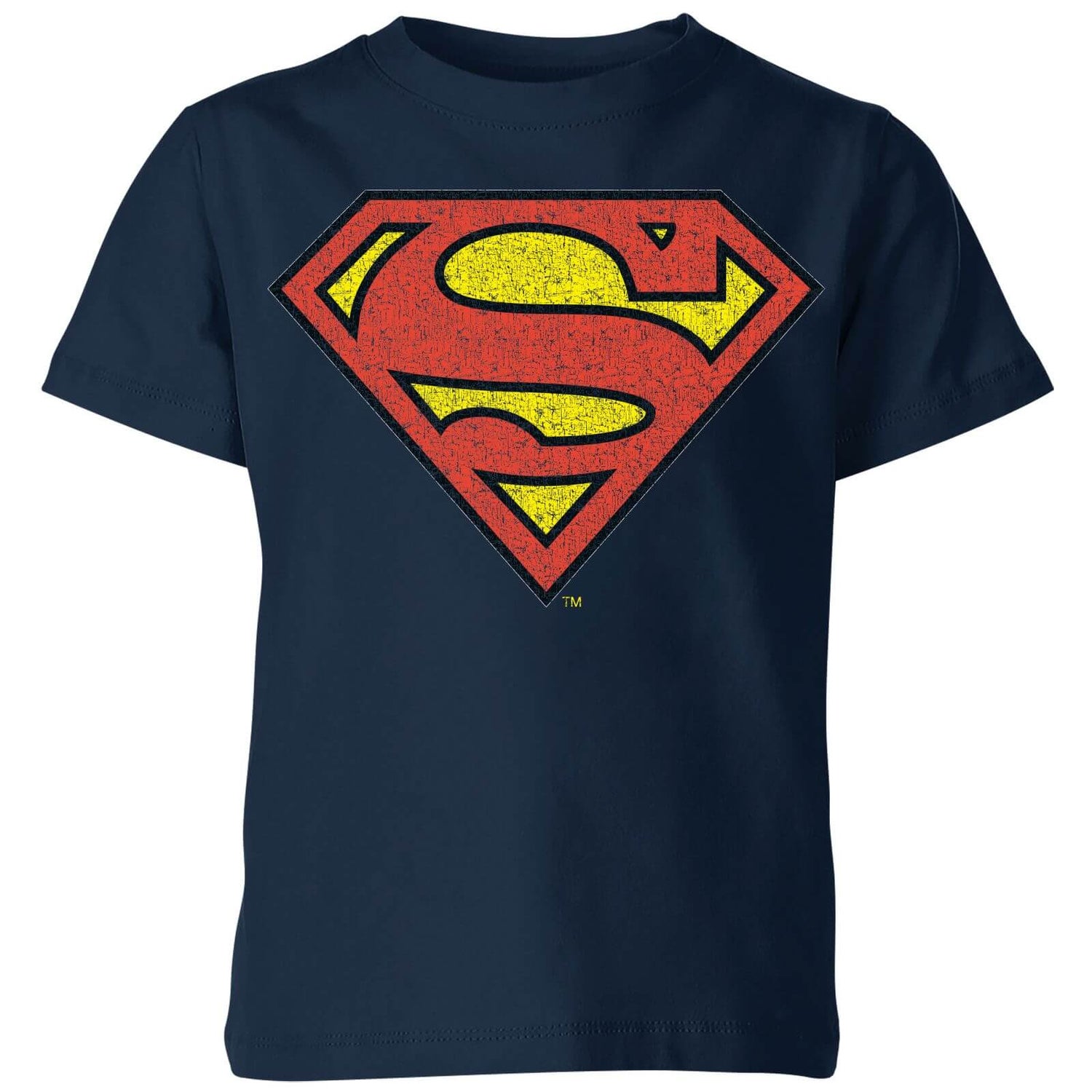 Official Superman Crackle Logo Kids' T-Shirt - Navy