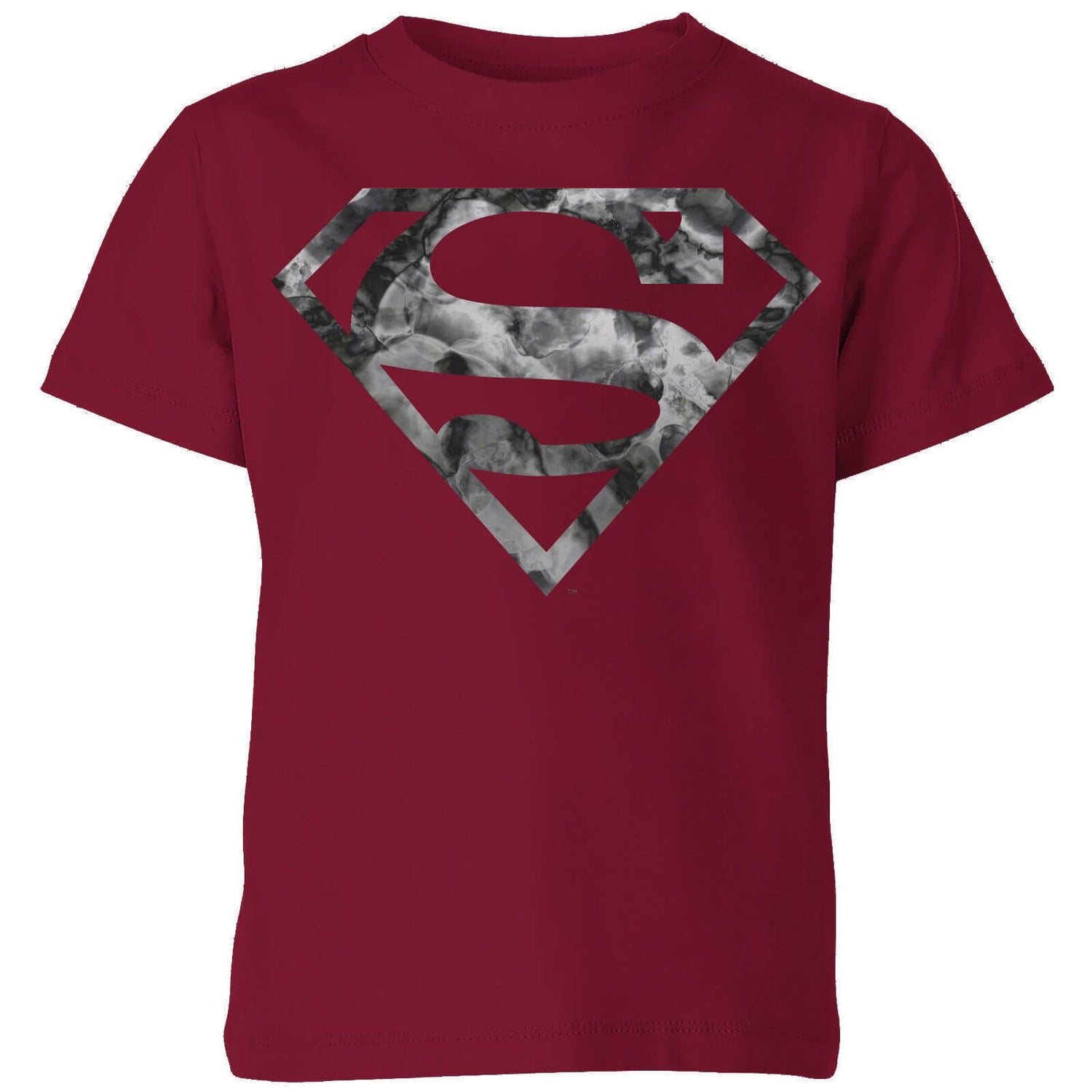Marble Superman Logo Kids' T-Shirt - Burgundy