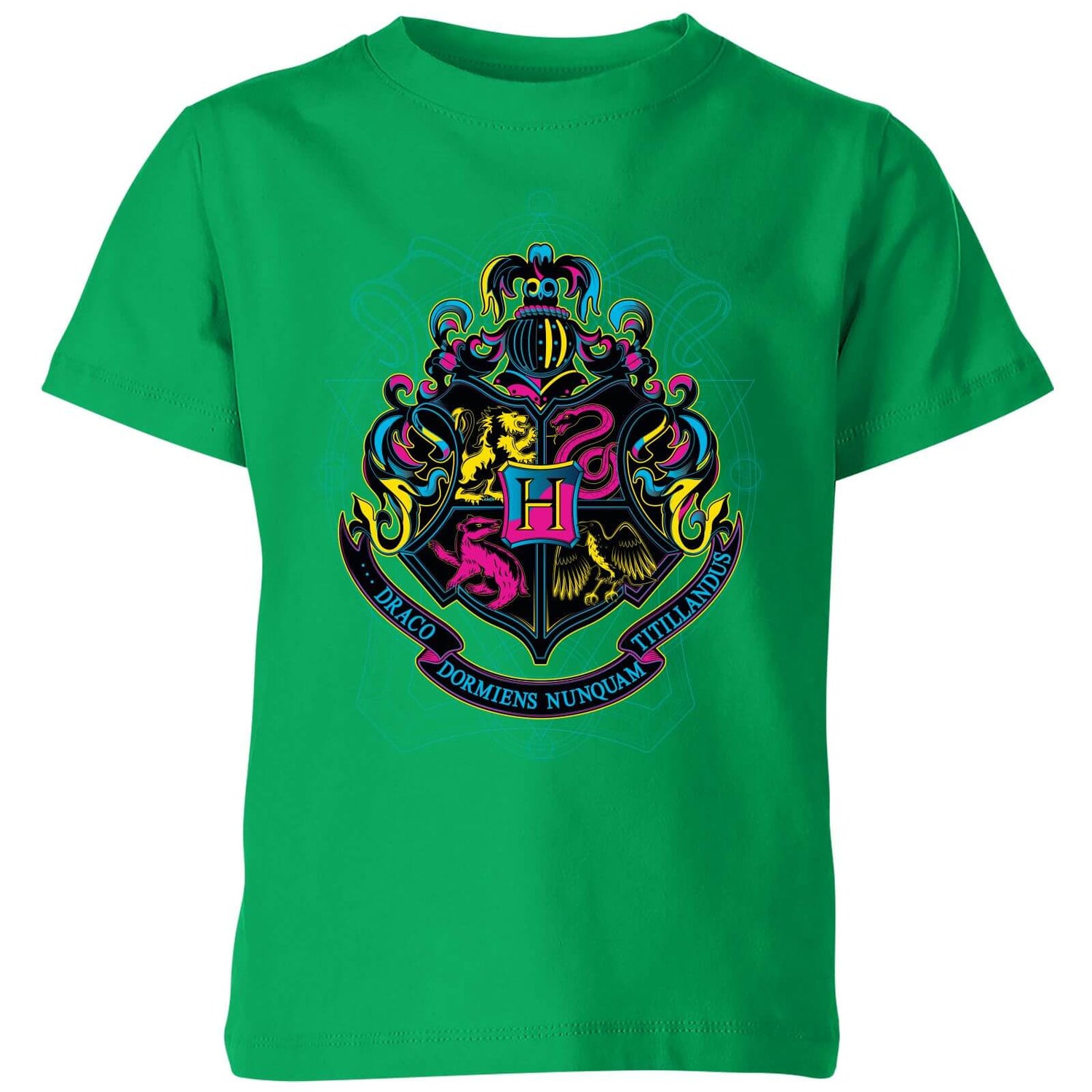 Harry Potter Hogwarts Neon Crest Kids' T-Shirt - Green