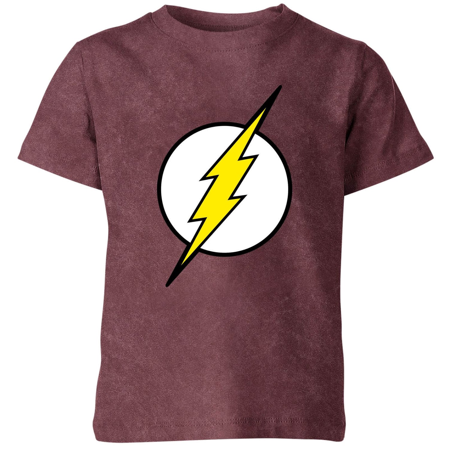 Justice League Flash Logo Kids' T-Shirt - Burgundy Acid Wash
