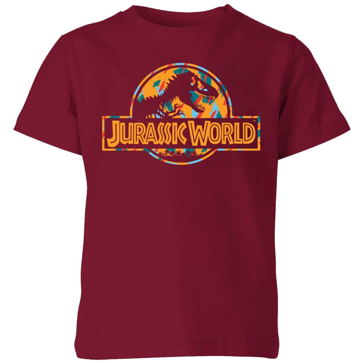 Jurassic Park Logo Tropical Kids' T-Shirt - Burgundy