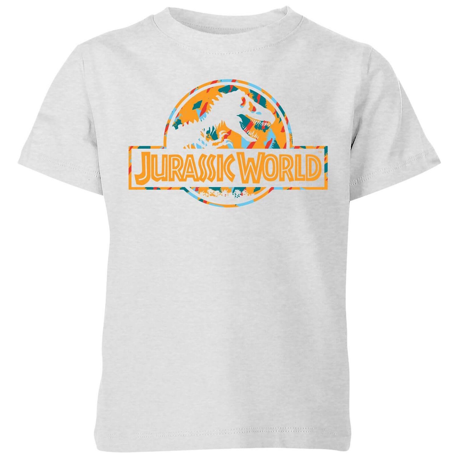 Jurassic Park Logo Tropical Kids' T-Shirt - Grey
