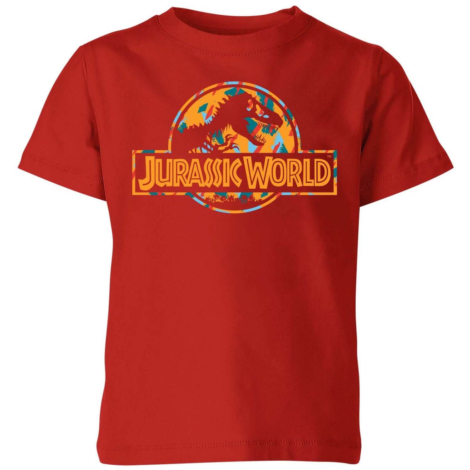 Jurassic Park Logo Tropical Kids' T-Shirt - Red