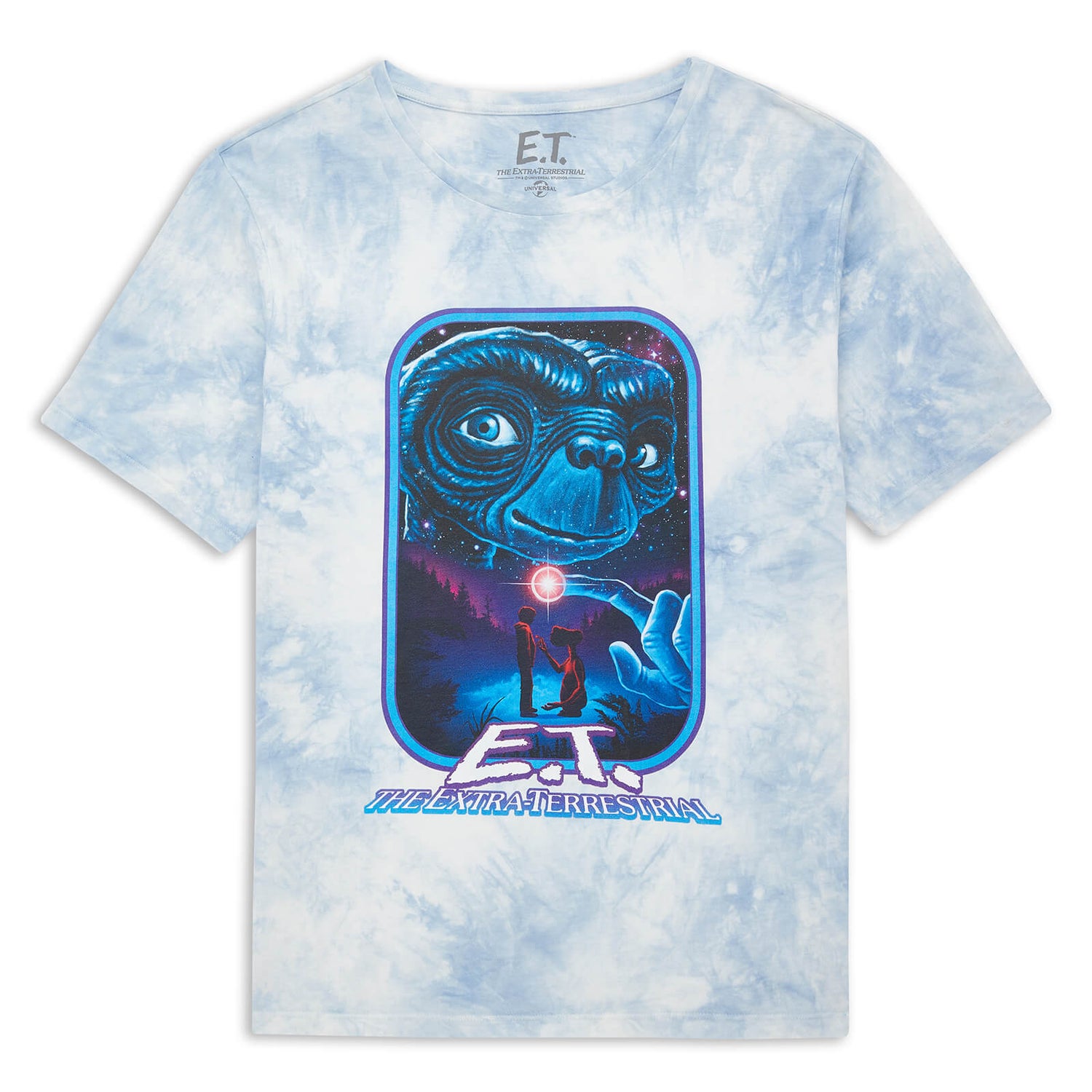 E.T. The Extra-Terrestrial X Ghoulish Border Men's T-Shirt - Light Blue Tie Dye