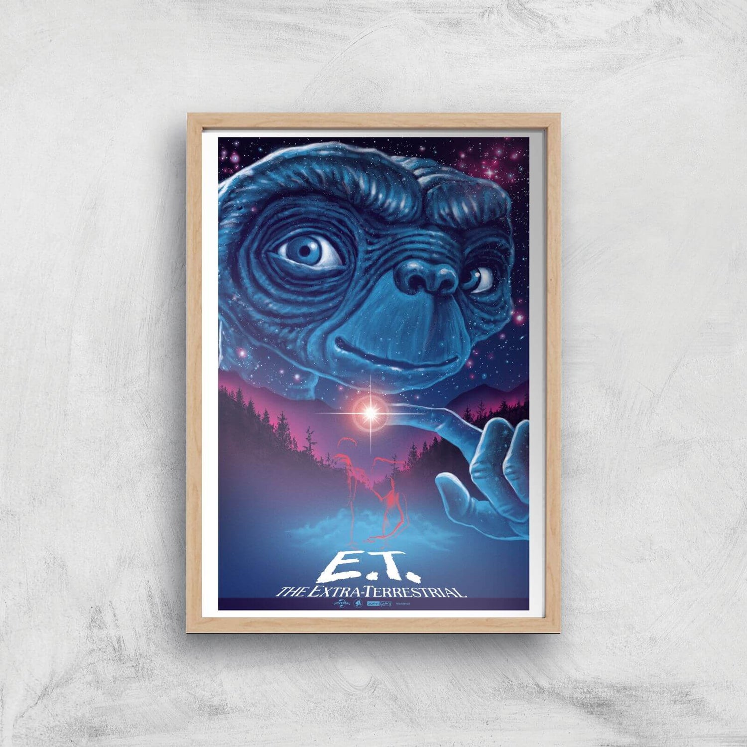 E.T. The Extra-Terrestrial X Ghoulish Print Giclee Art Print - A4 - Wooden Frame
