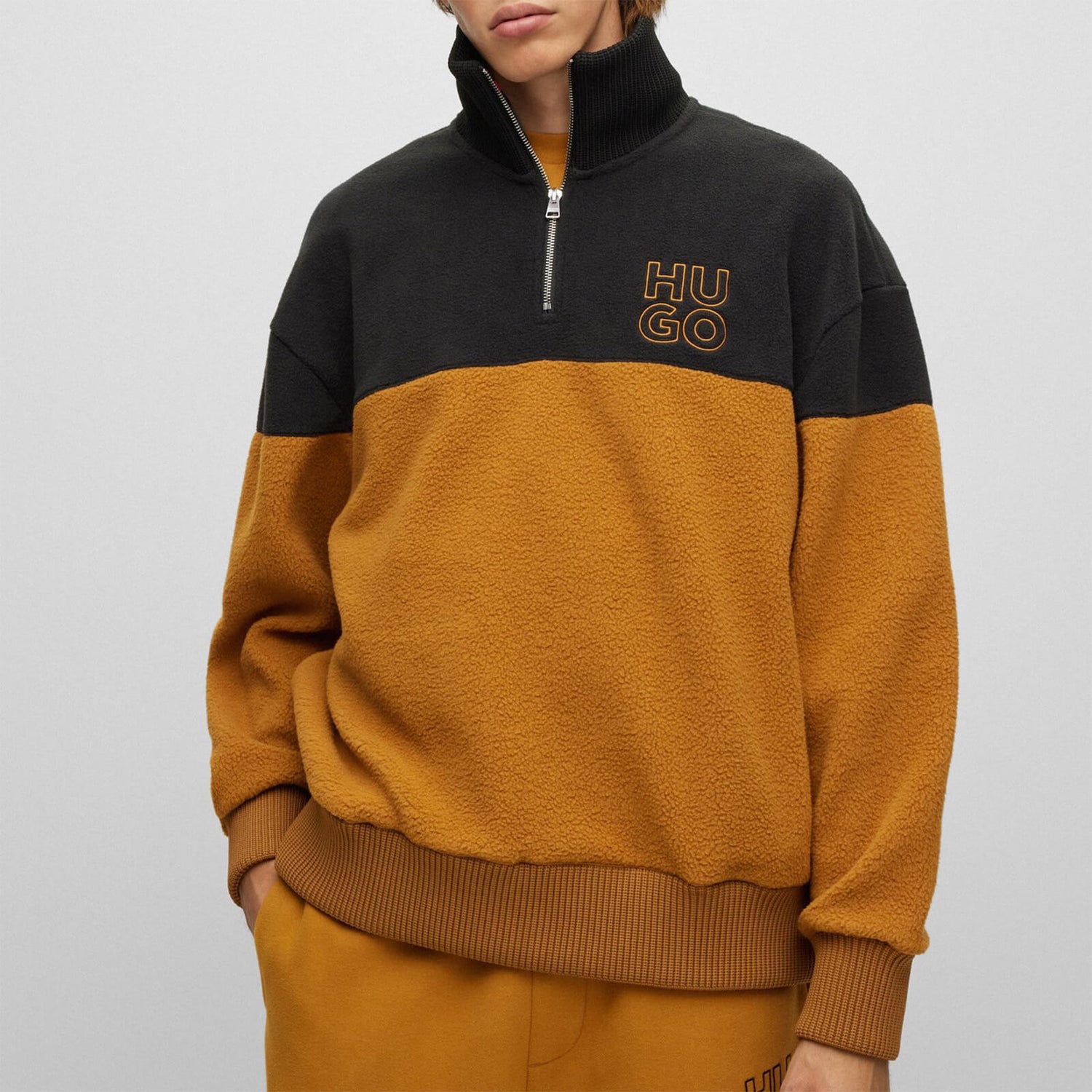 HUGO Dorpion Contrast Half Zip Fleece Sweatshirt - S