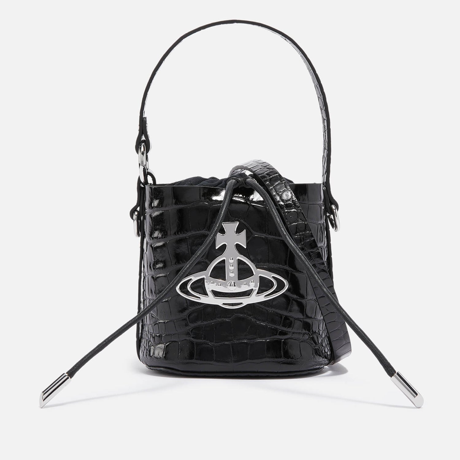 Vivienne Westwood Daisy Drawstring Croc-Effect Leather Bag