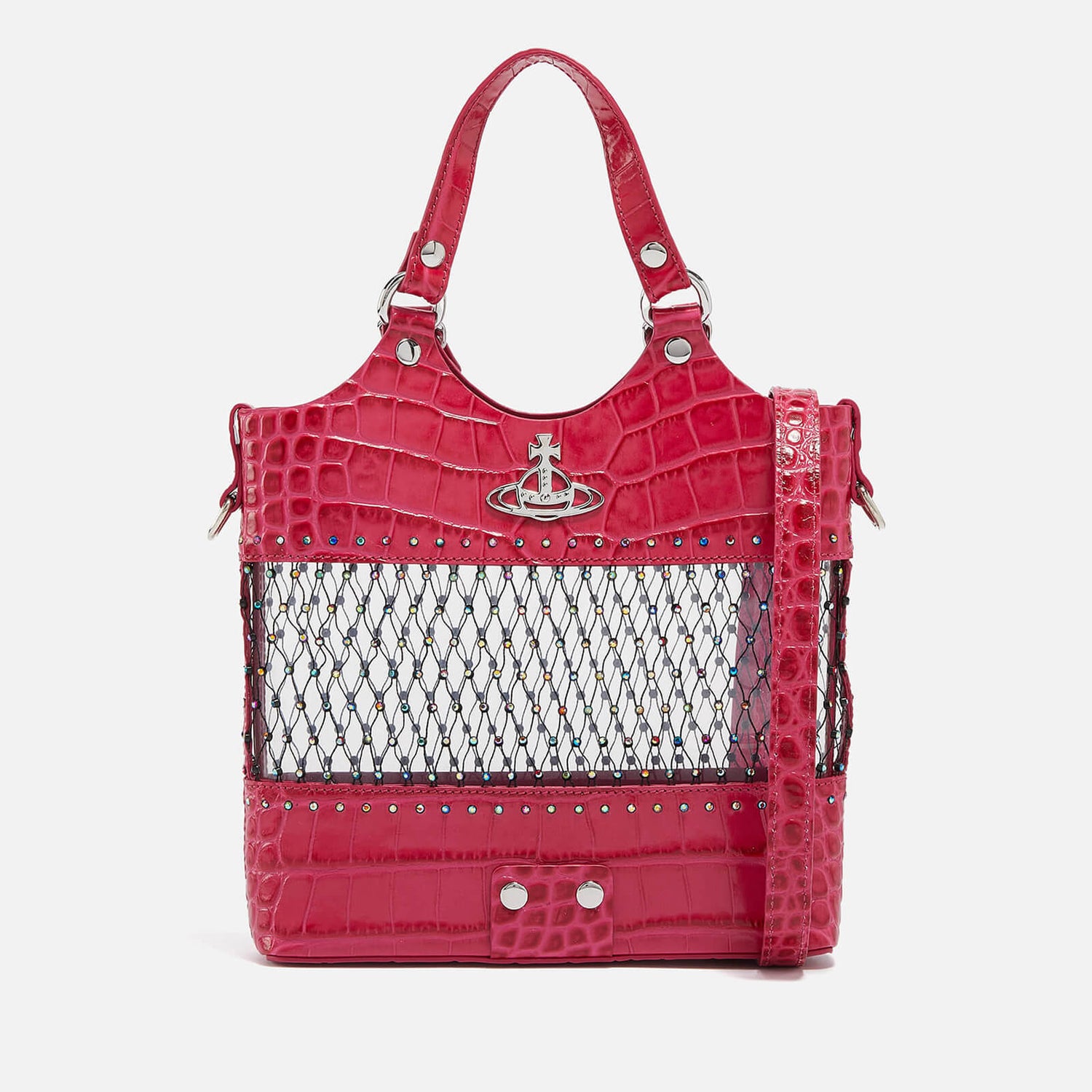 Vivienne Westwood Roxy Embellished Mesh and Leather Tote Bag