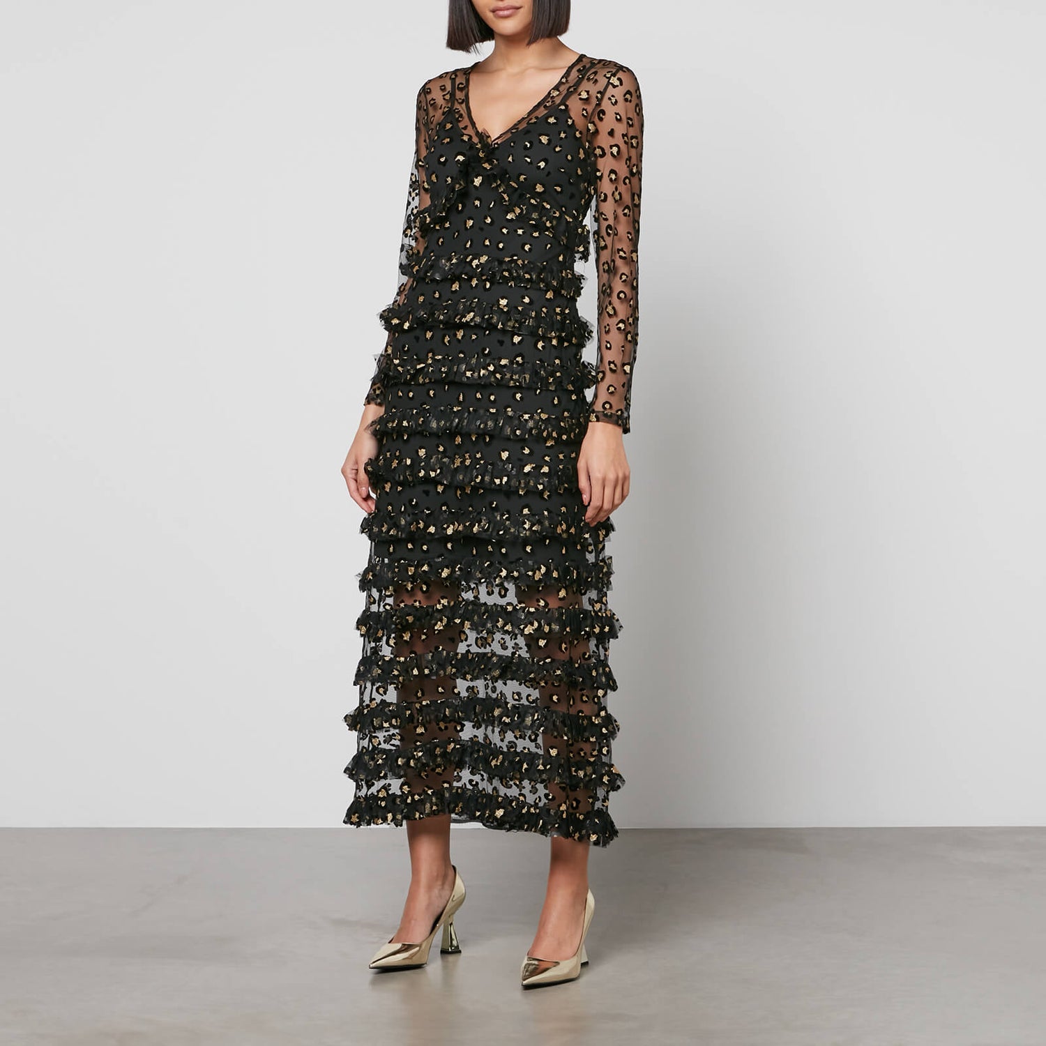 Never Fully Dressed Kate Leopard Tulle Maxi Dress - UK 6