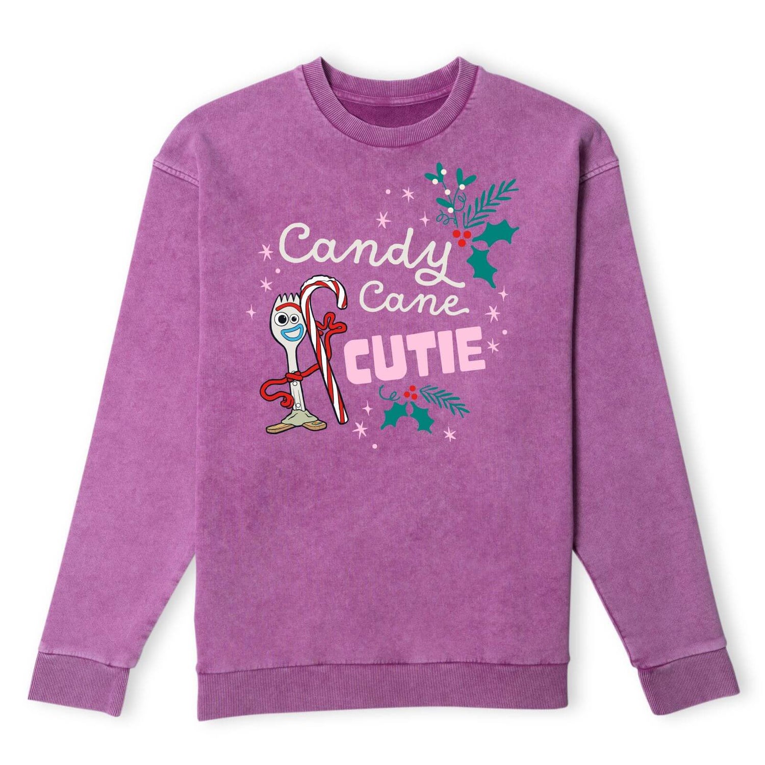 Disney Candy Cane Cutie Christmas Jumper - Purple Acid Wash