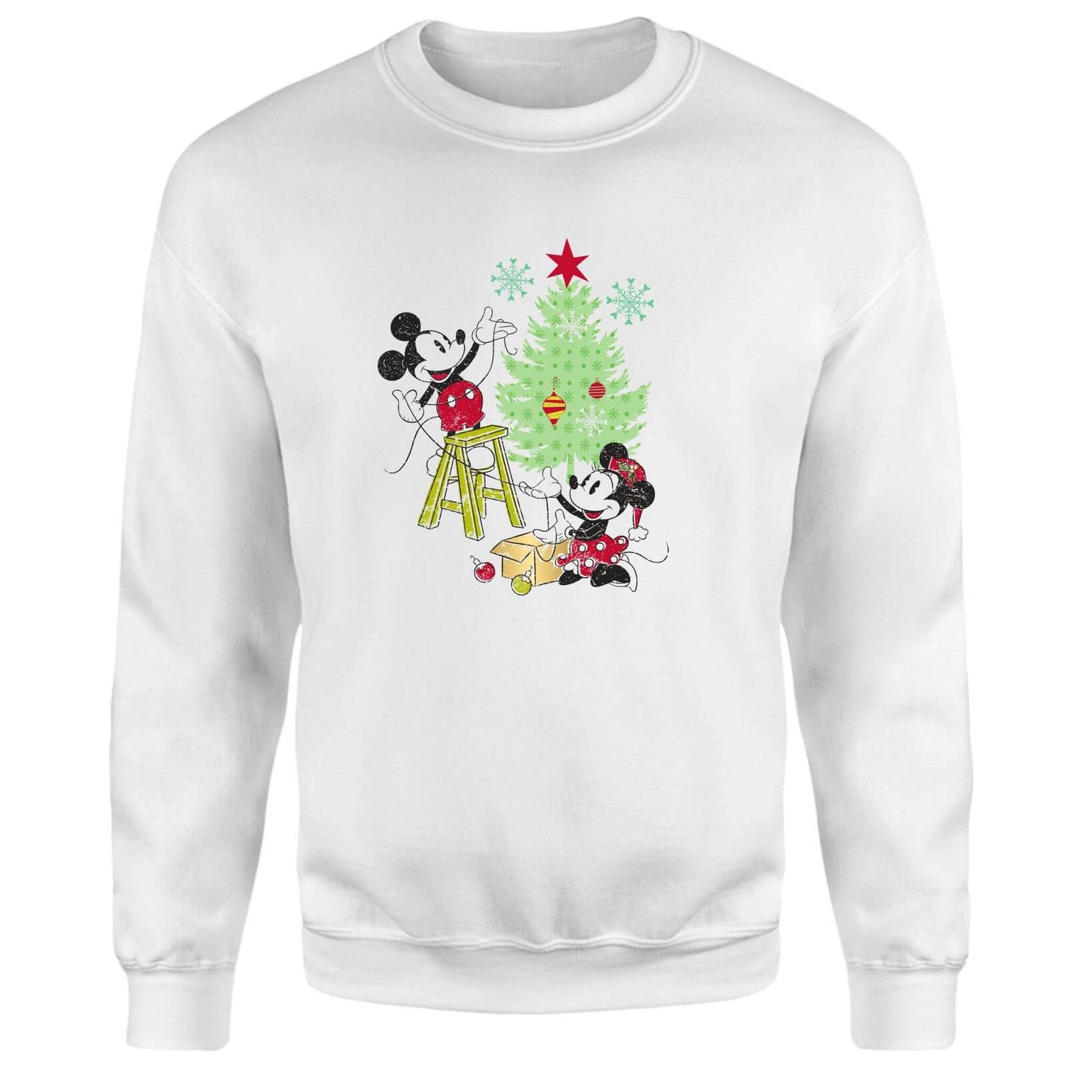 Disney Mickey Mouse Christmas Tree Weihnachtspullover – Weiß