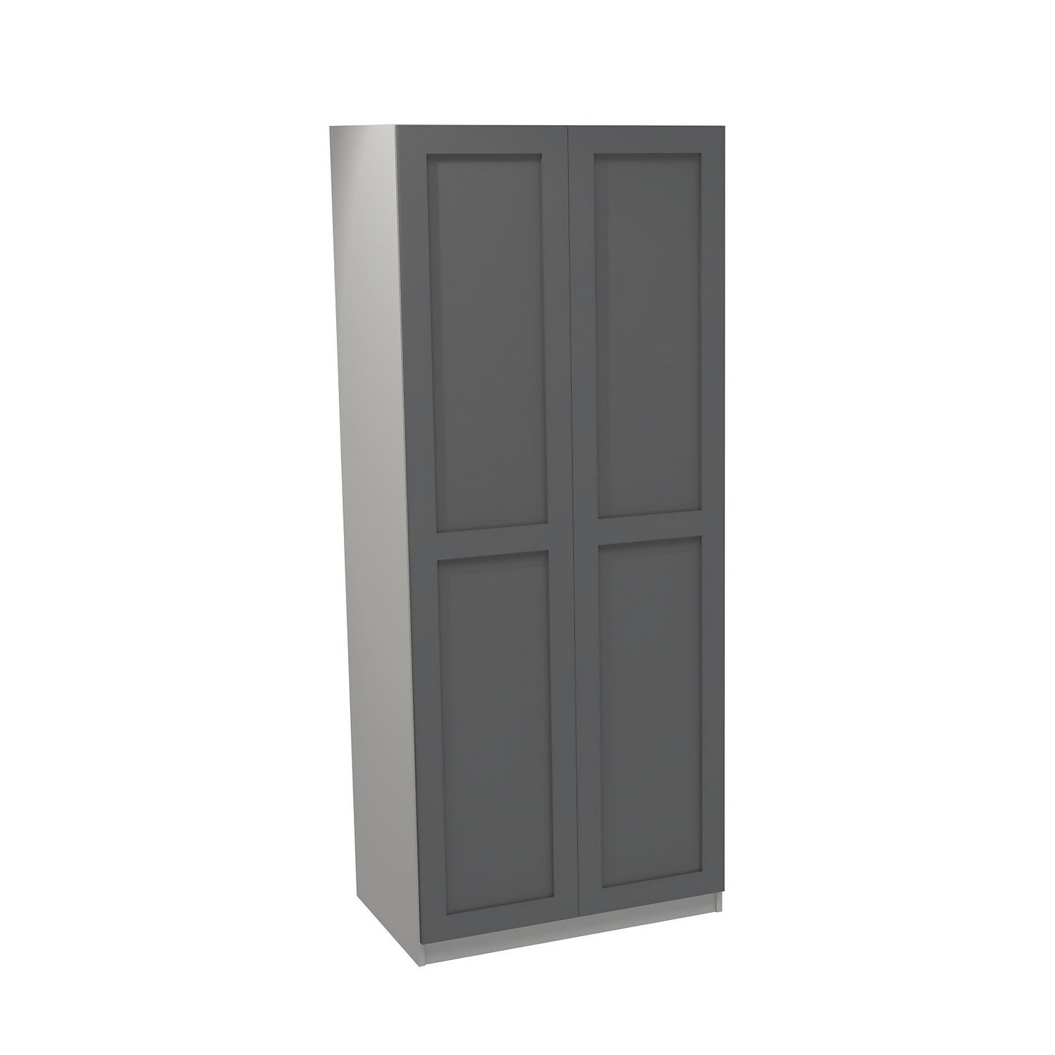 House Beautiful Realm Double Wardrobe Grey Carcass Carbon Grey Shaker Doors W 900mm x H 2196mm