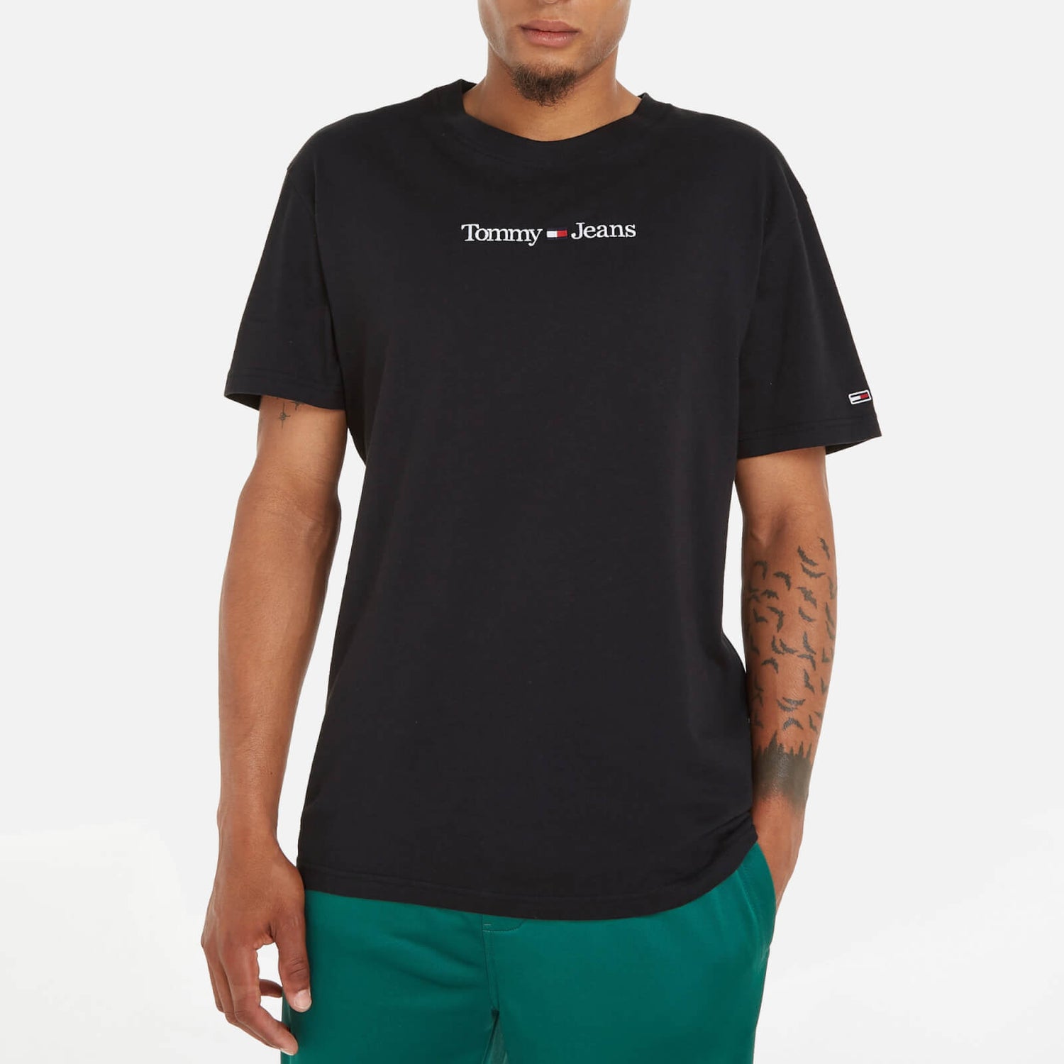 Tommy Jeans Classic Linear Logo-Embroidered Cotton T-Shirt - S