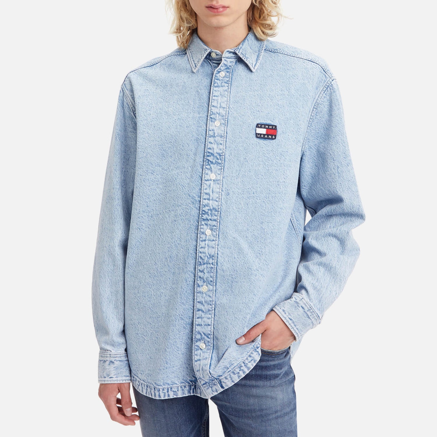 Tommy Jeans Archive Logo-Appliquéd Cotton-Denim Shirt - M