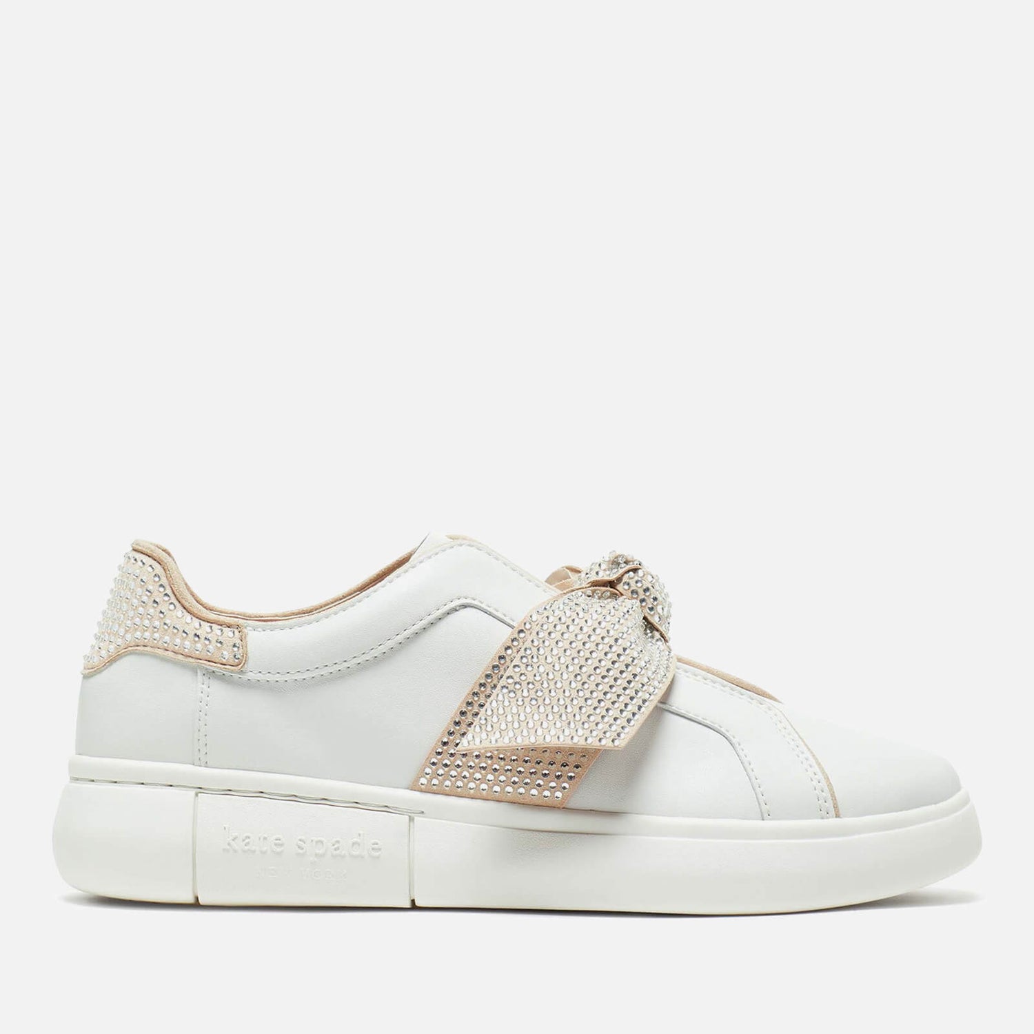 Kate Spade New York Lexi Pavé Embellished Bow Leather Trainers - UK 3