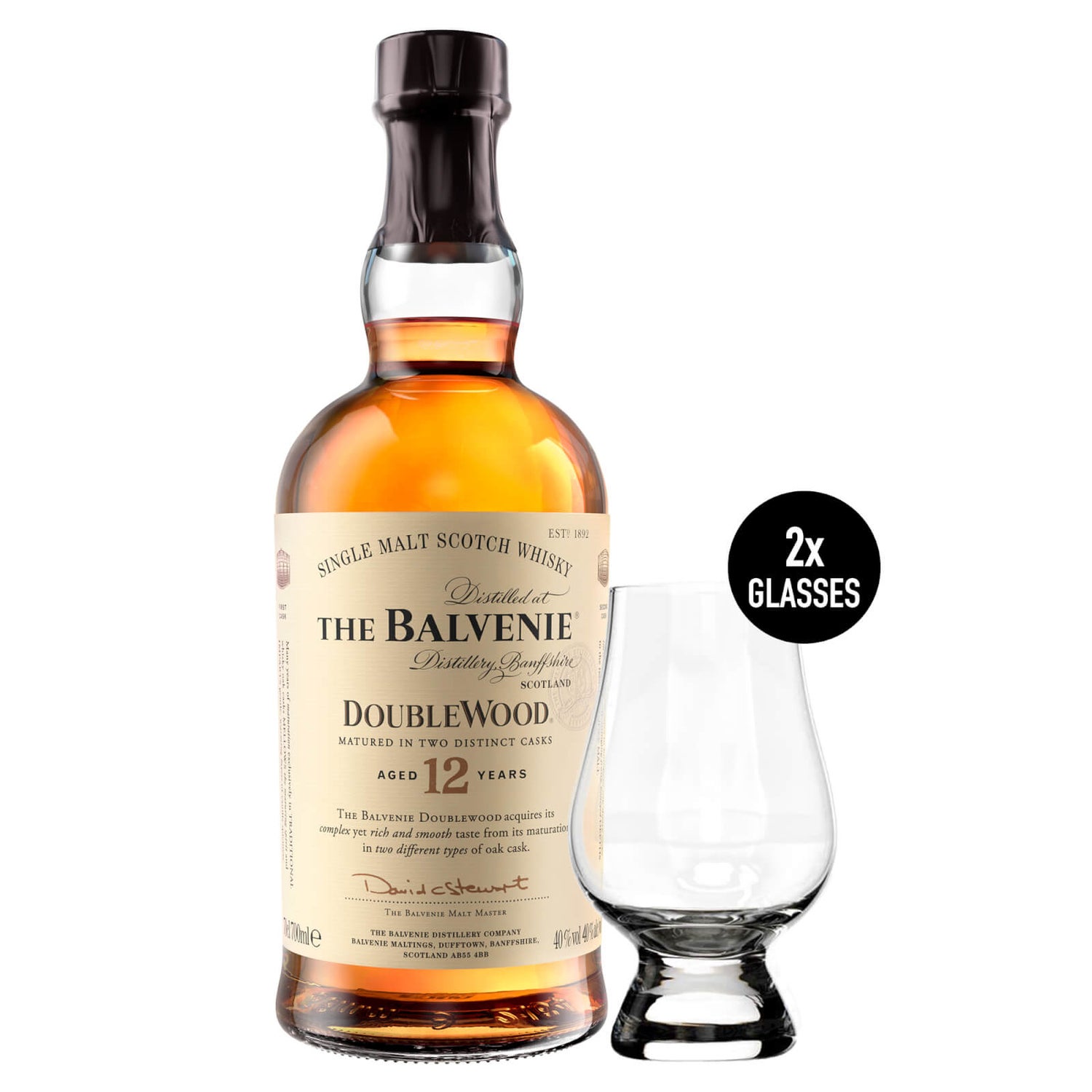 The Balvenie Doublewood 12 Year Old Tasting Set with 2 x Glencairn Whisky Glasses