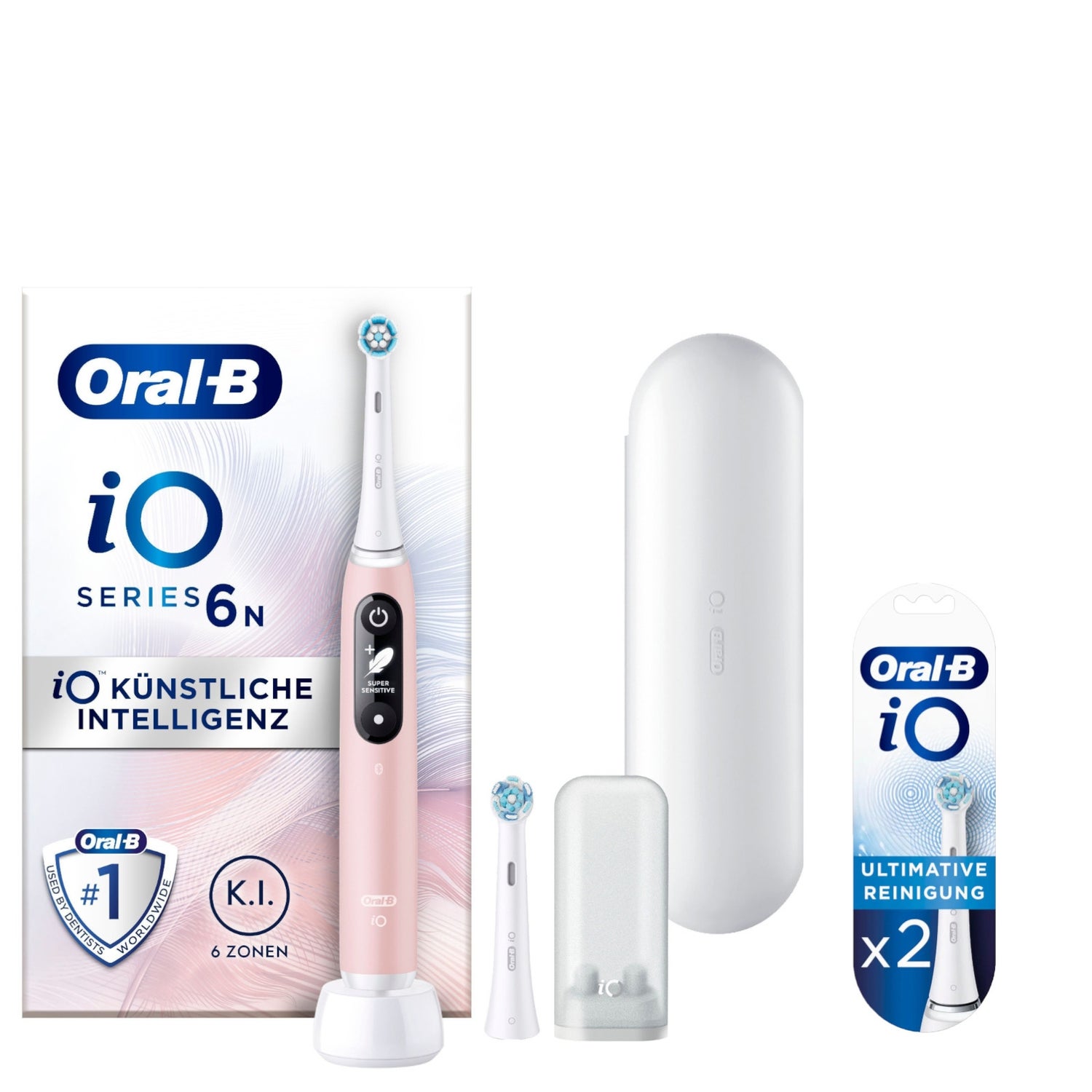 Oral-B iO Series 6 Elektrische Zahnbürste, Reiseetui, Pink Sand