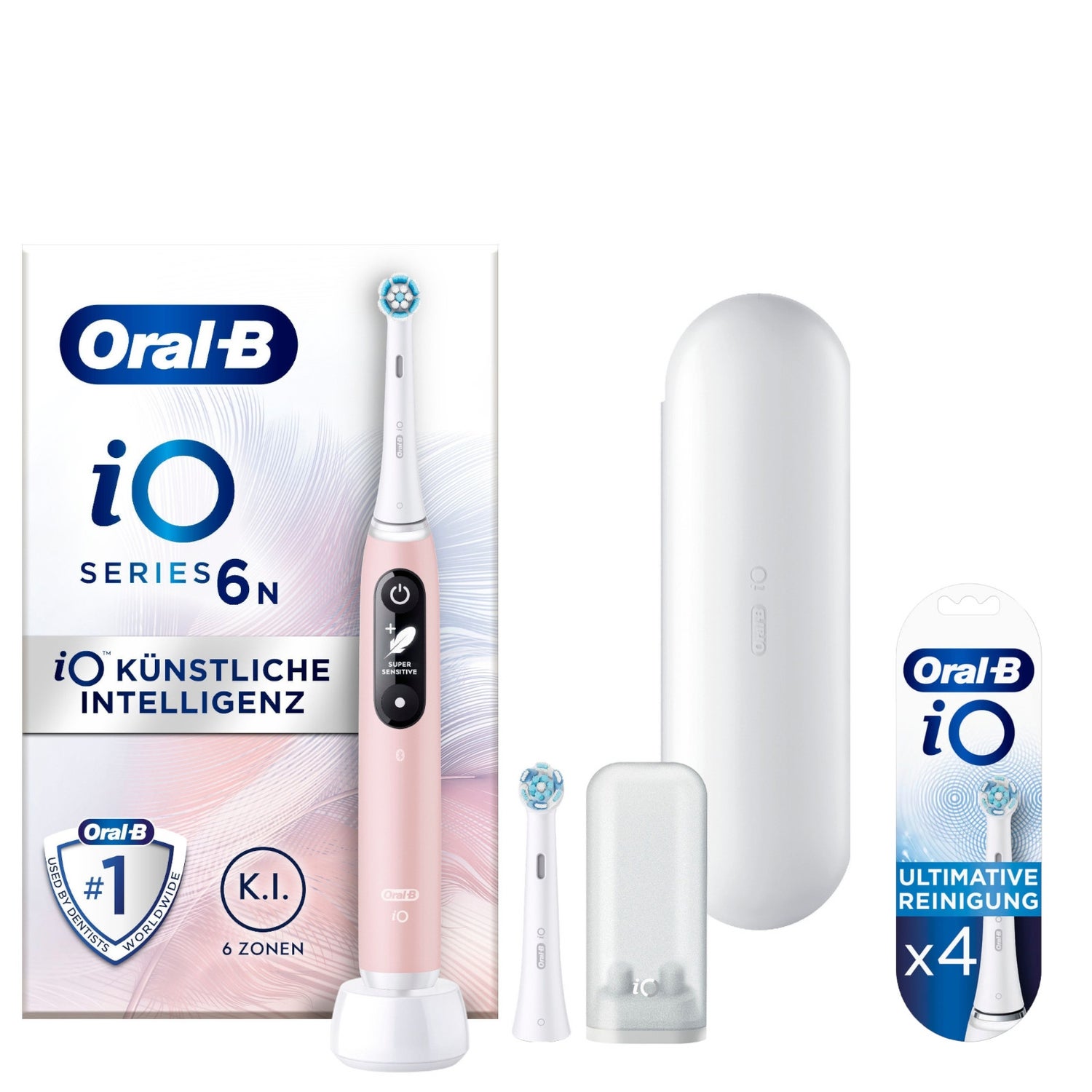 Oral-B iO Series 6 Elektrische Zahnbürste, Reiseetui, Pink Sand