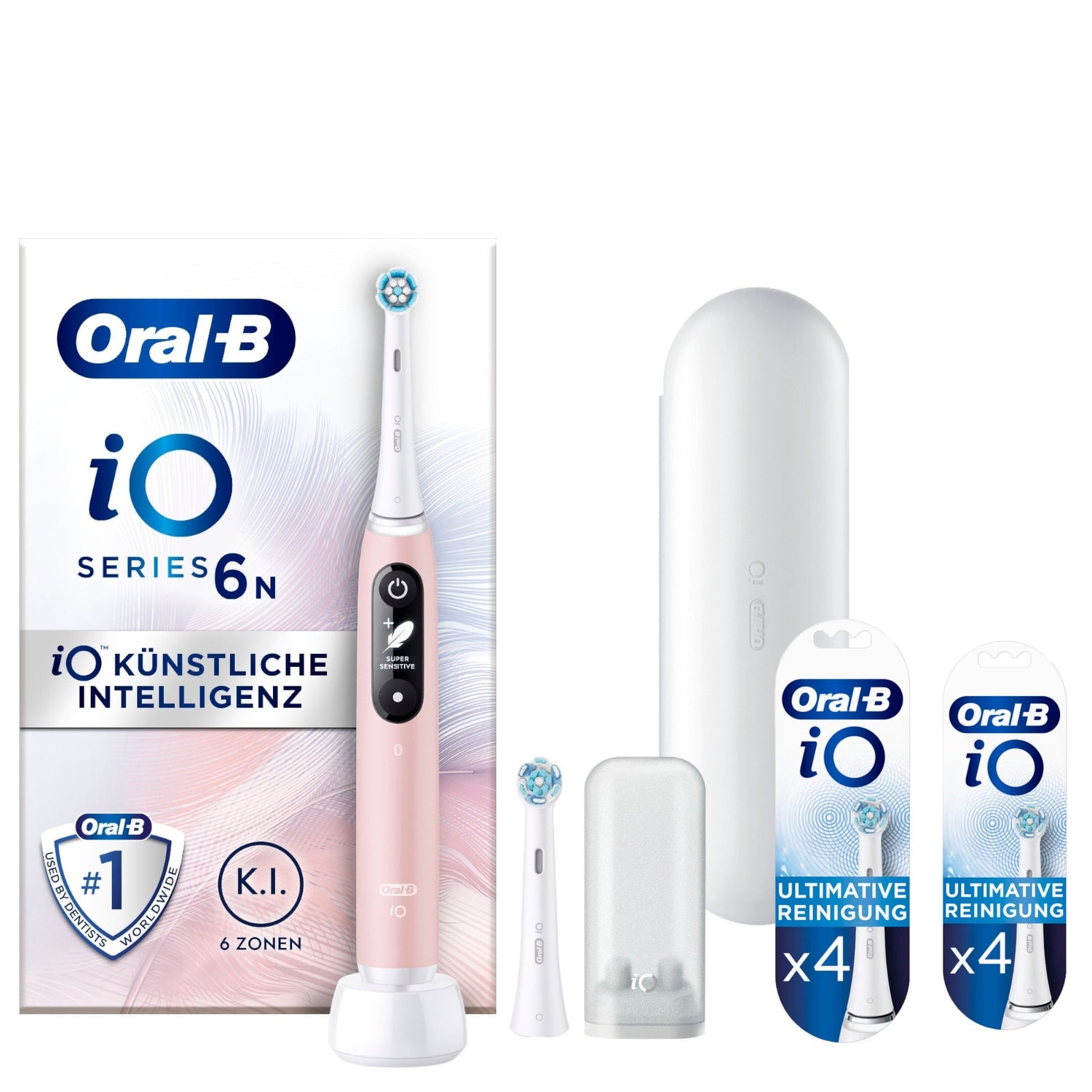 Oral-B iO Series 6 Elektrische Zahnbürste, Reiseetui, Pink Sand