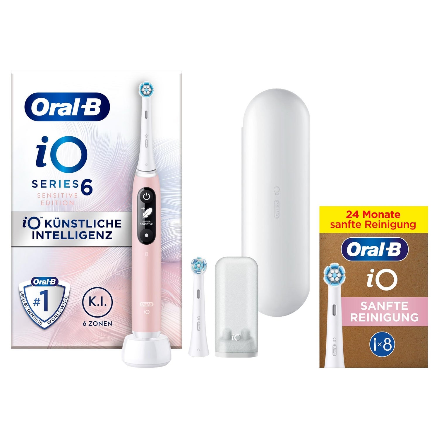 Oral-B iO Series 6 Elektrische Zahnbürste, Reiseetui, Pink Sand