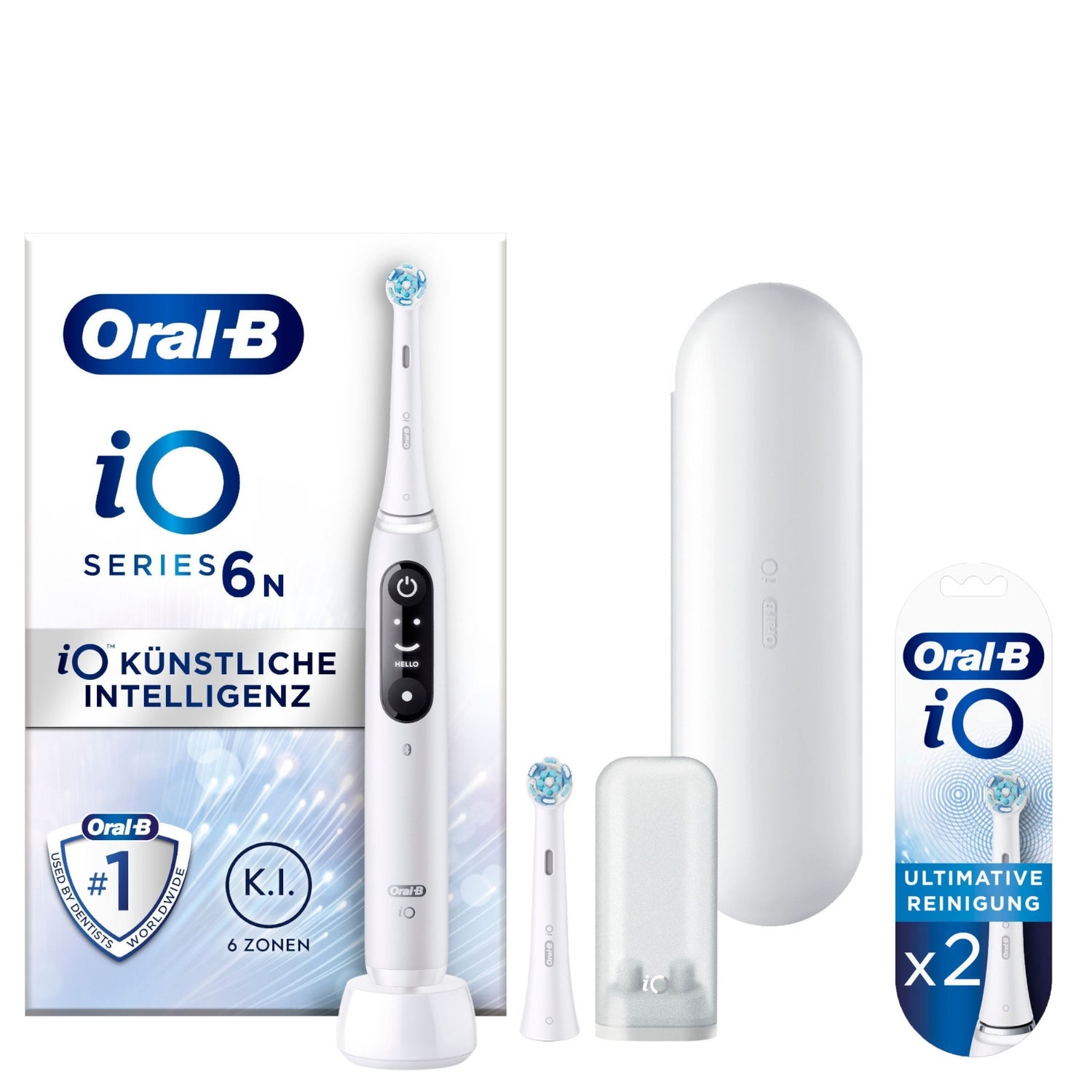 Oral-B iO Series 6 Elektrische Zahnbürste, Reiseetui, White