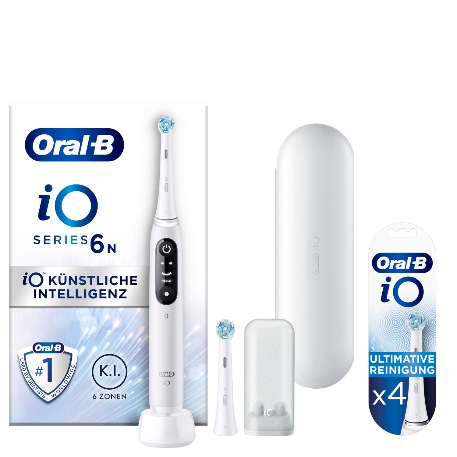 Oral-B iO Series 6 Elektrische Zahnbürste, Reiseetui, White