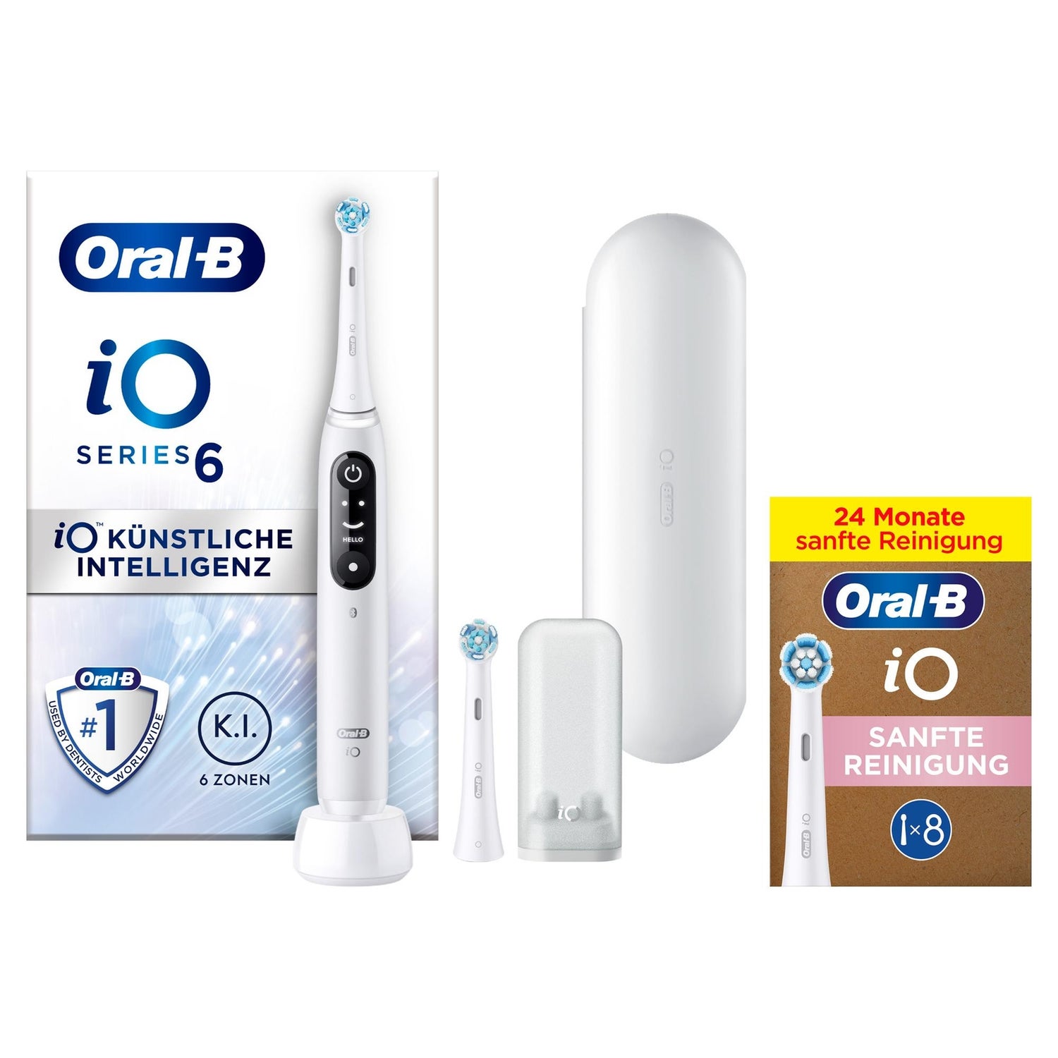 Oral-B iO Series 6 Elektrische Zahnbürste, Reiseetui, White