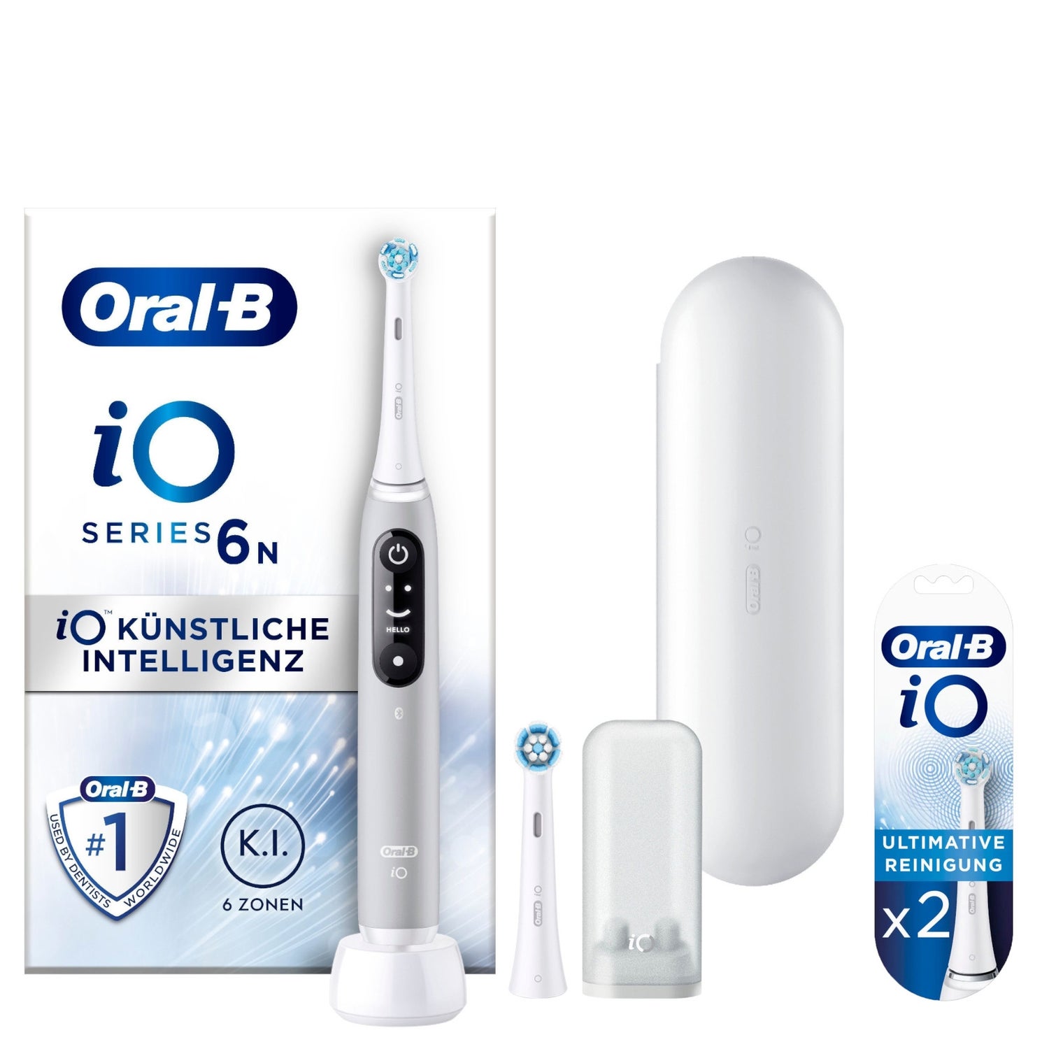 Oral-B iO Series 6 Elektrische Zahnbürste, Reiseetui, Grey Opal