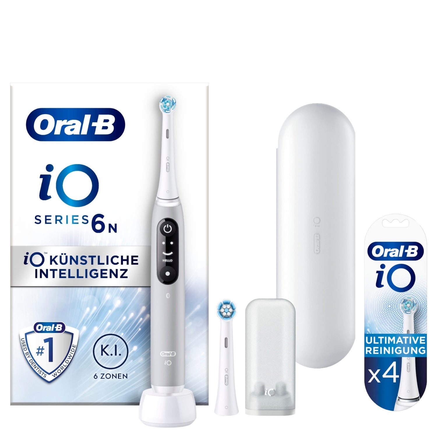 Oral-B iO Series 6 Elektrische Zahnbürste, Reiseetui, Grey Opal