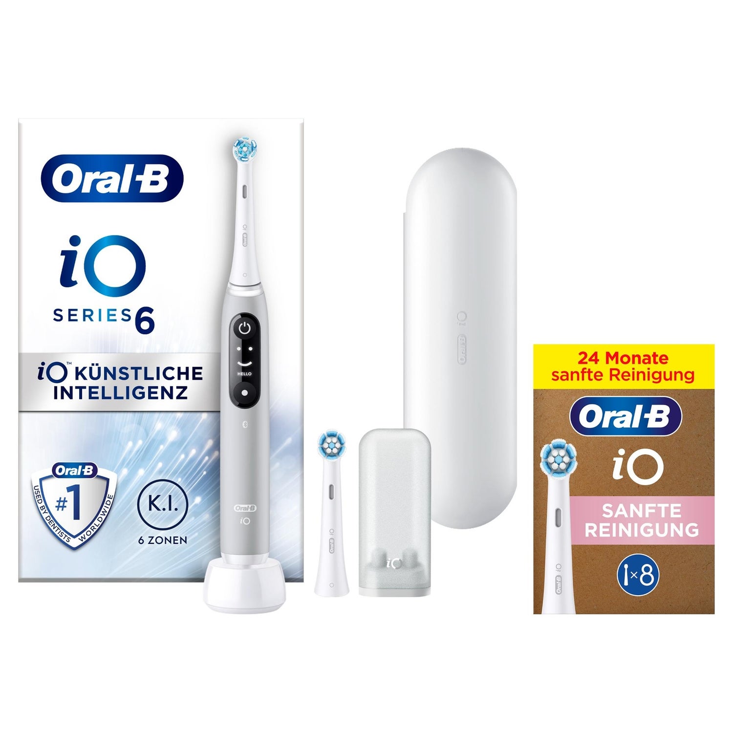 Oral-B iO Series 6 Elektrische Zahnbürste, Reiseetui, Grey Opal