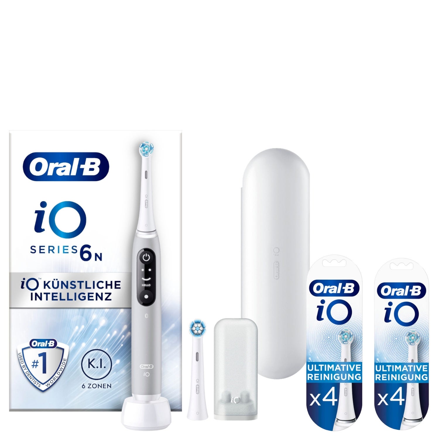 Oral-B iO Series 6 Elektrische Zahnbürste, Reiseetui, Grey Opal