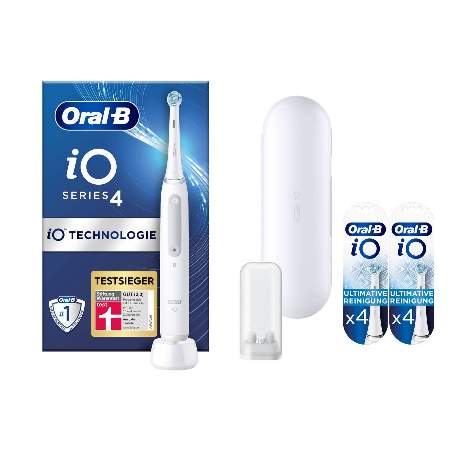 Oral-B iO Series 4 Elektrische Zahnbürste, Reiseetui, Quite White