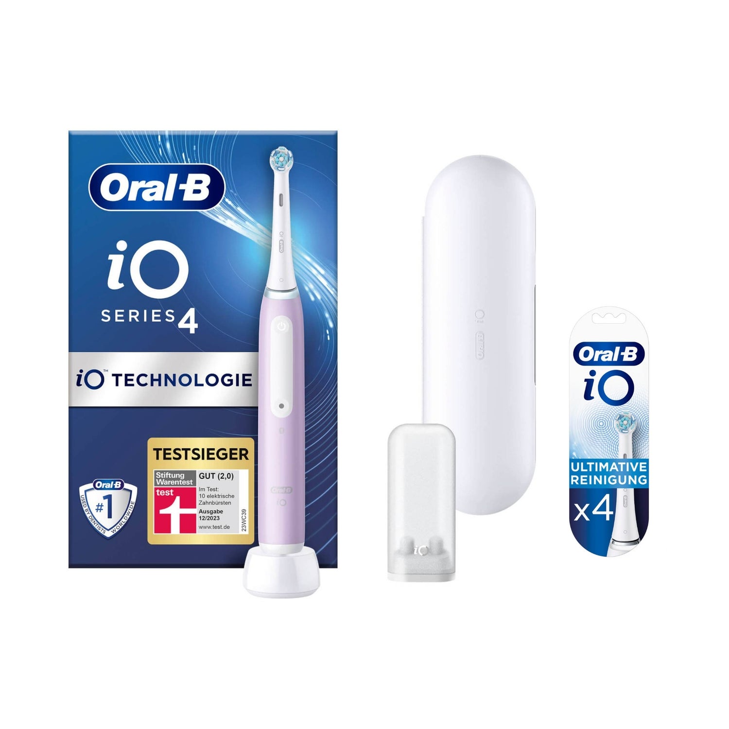 Oral-B iO Series 4 Elektrische Zahnbürste, Reiseetui, Lavender