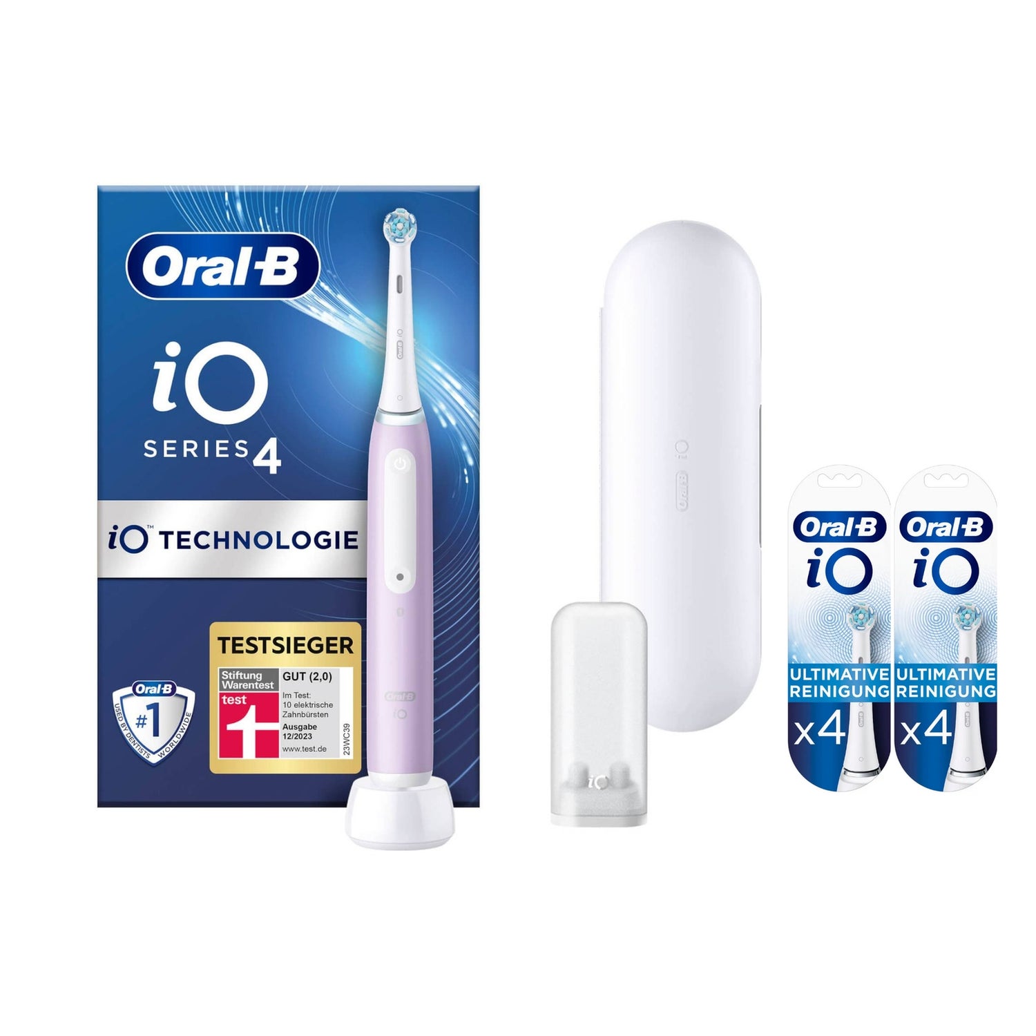 Oral-B iO Series 4 Elektrische Zahnbürste, Reiseetui, Lavender